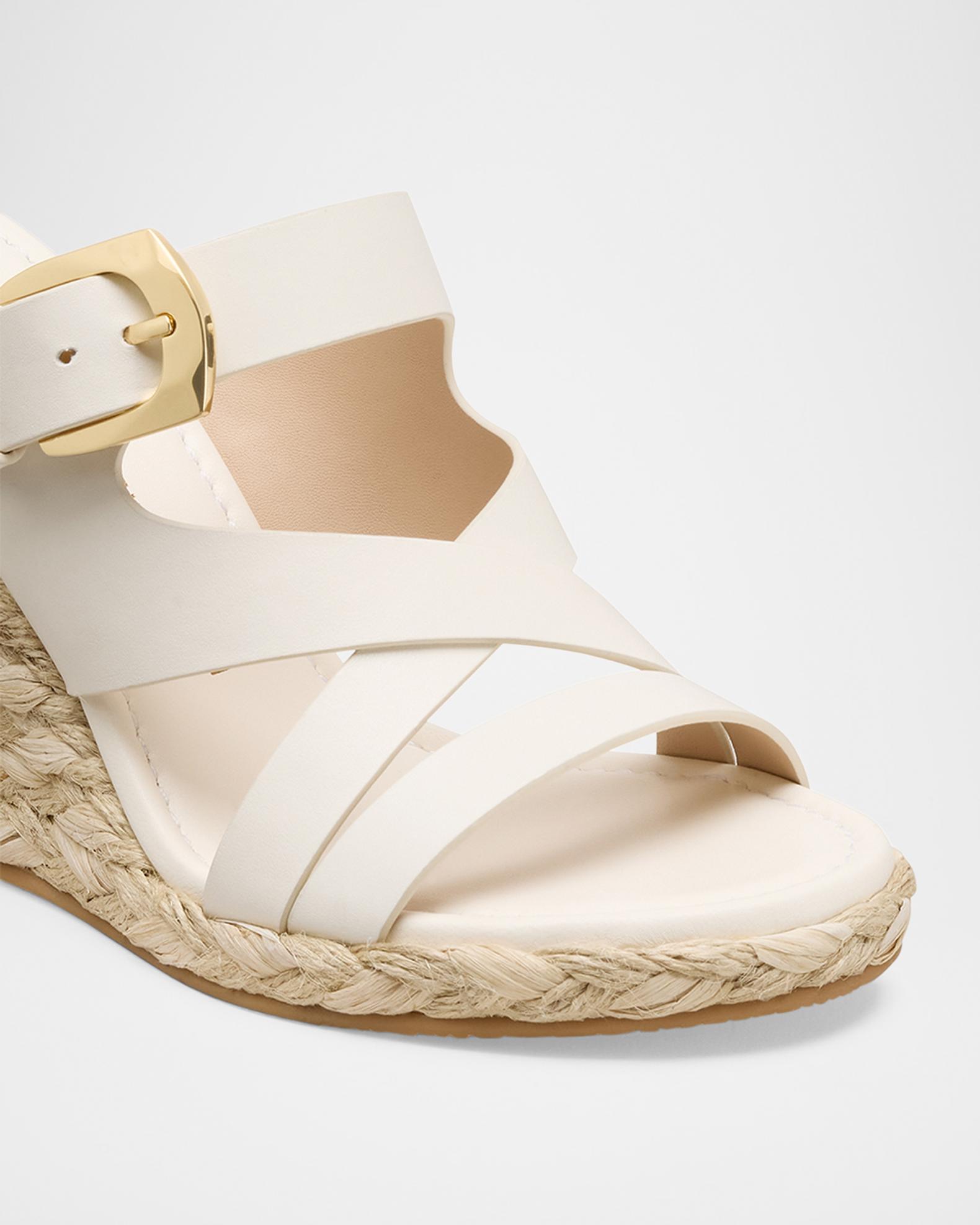 Stuart Weitzman 105mm Sai Leather Espadrille Wedge Sandals