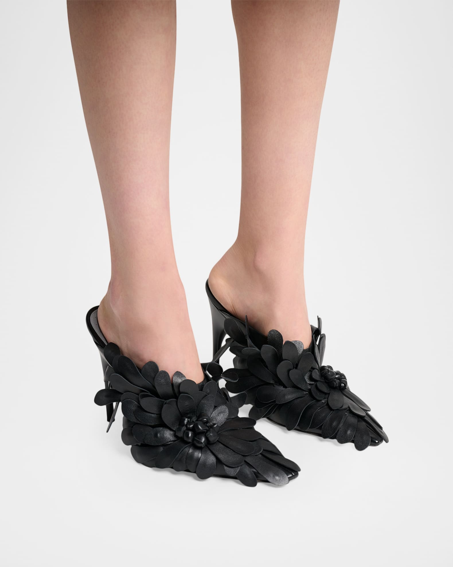 Balenciaga 90mm Flowers Leather Mule Pumps | Neiman Marcus