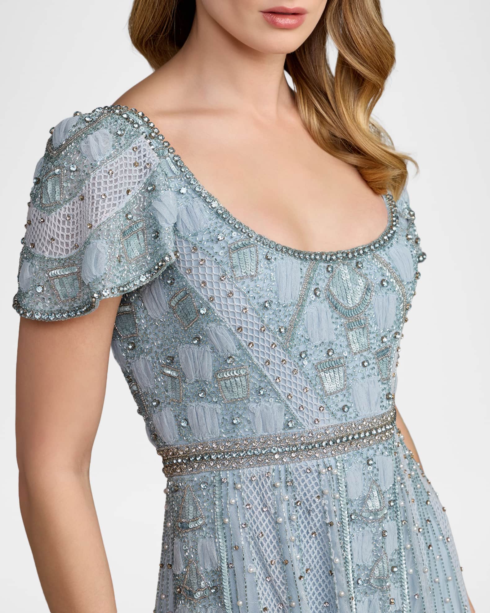 Mac Duggal Beaded Embellished Scoop-Neck Gown | Neiman Marcus