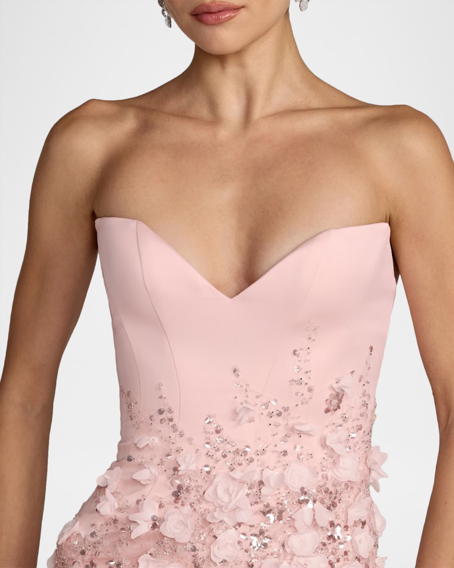 Mac Duggal Embellished Satin Strapless Gown