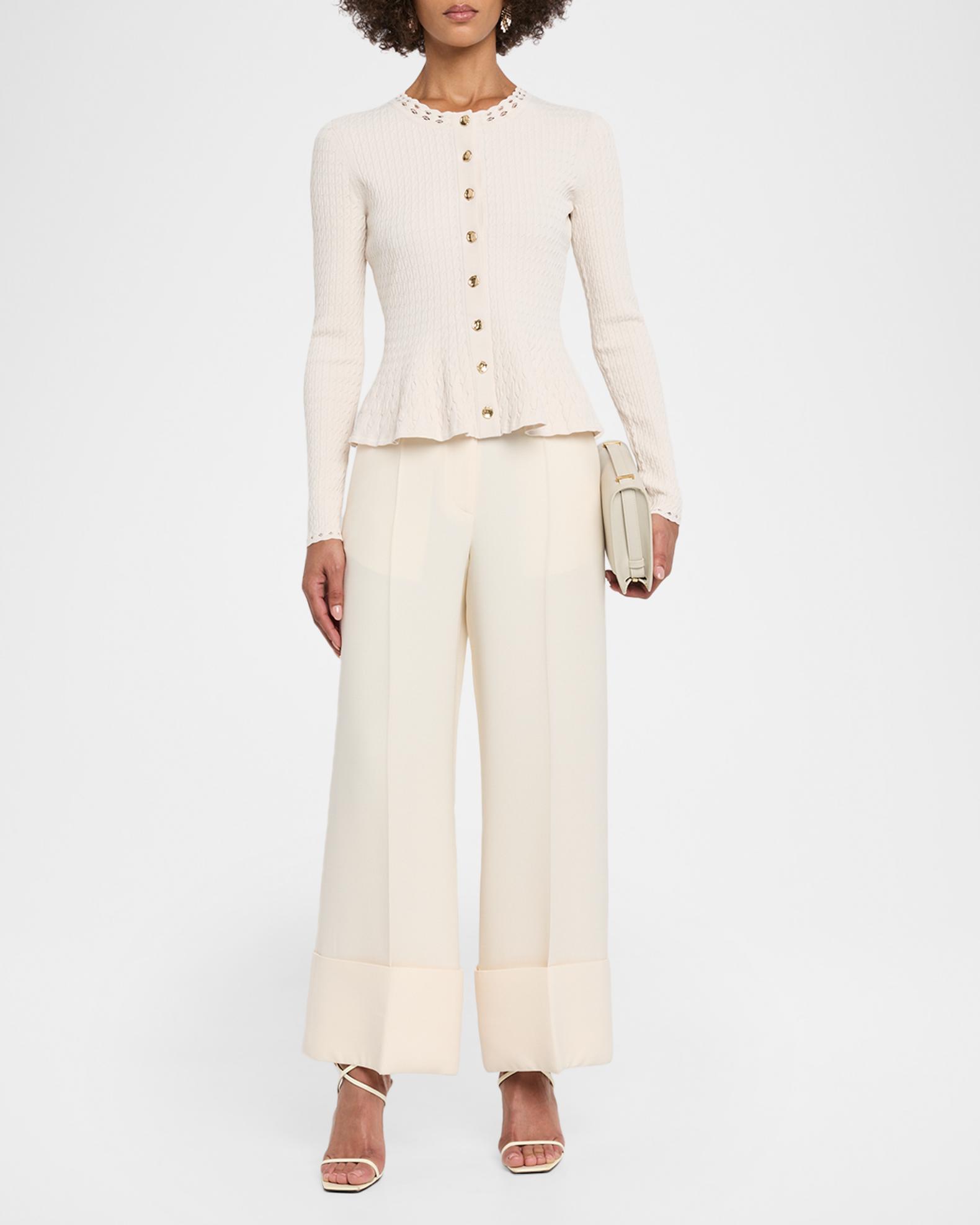Jason Wu Collection Cable Knit Peplum Top | Neiman Marcus