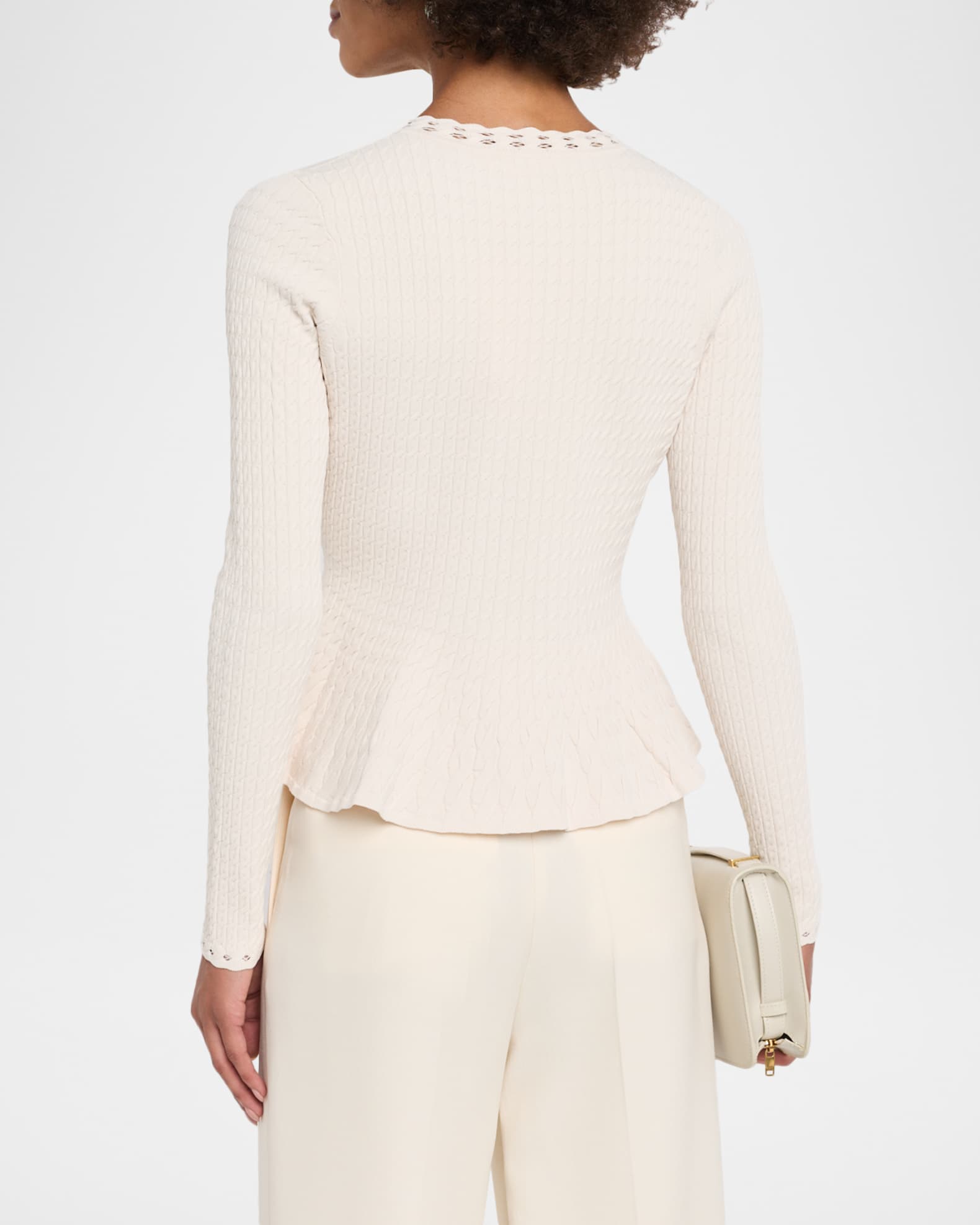 Jason Wu Collection Cable Knit Peplum Top | Neiman Marcus