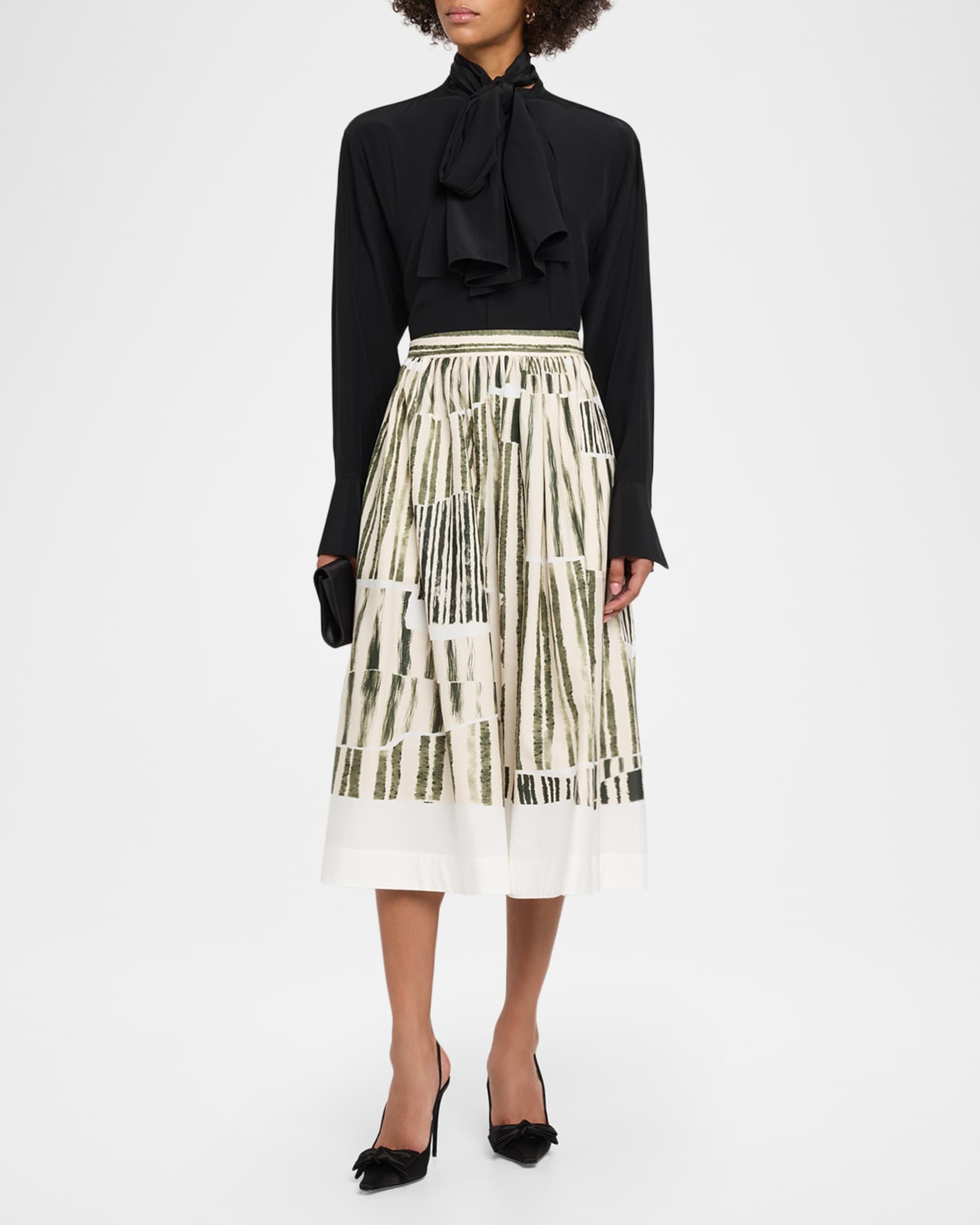 Jason Wu Collection Stripe Collage A-Line Midi Skirt | Neiman Marcus