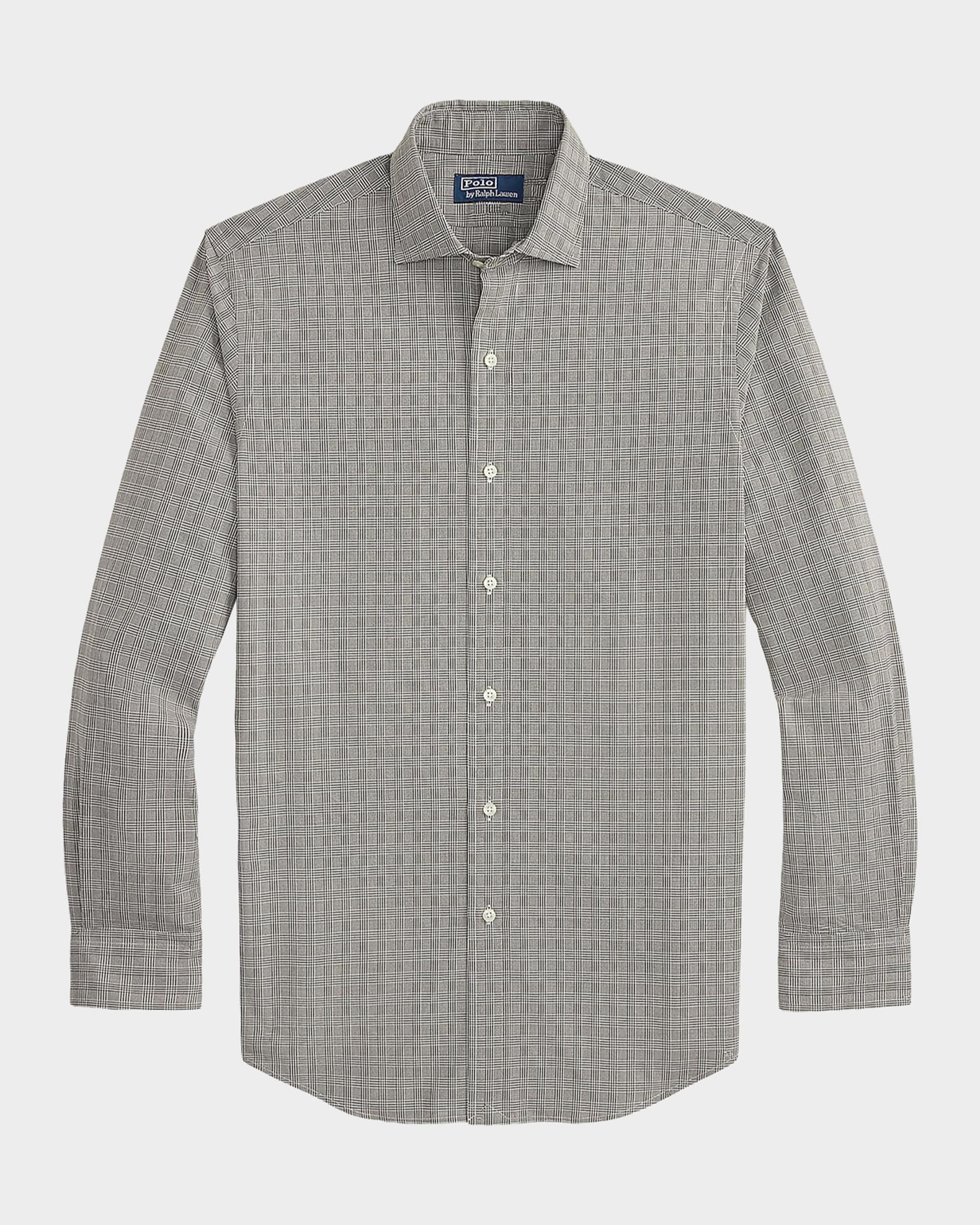 ralph lauren classic fit dress shirt Polo Men's Classic-Fit Checked Poplin - White Nutmeg Brown polo ralph lauren button up shirt