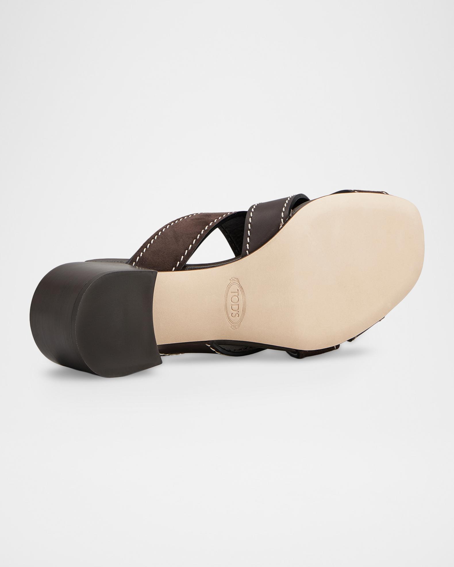 Tod's Mixed Leather Block-Heel Sandals | Neiman Marcus