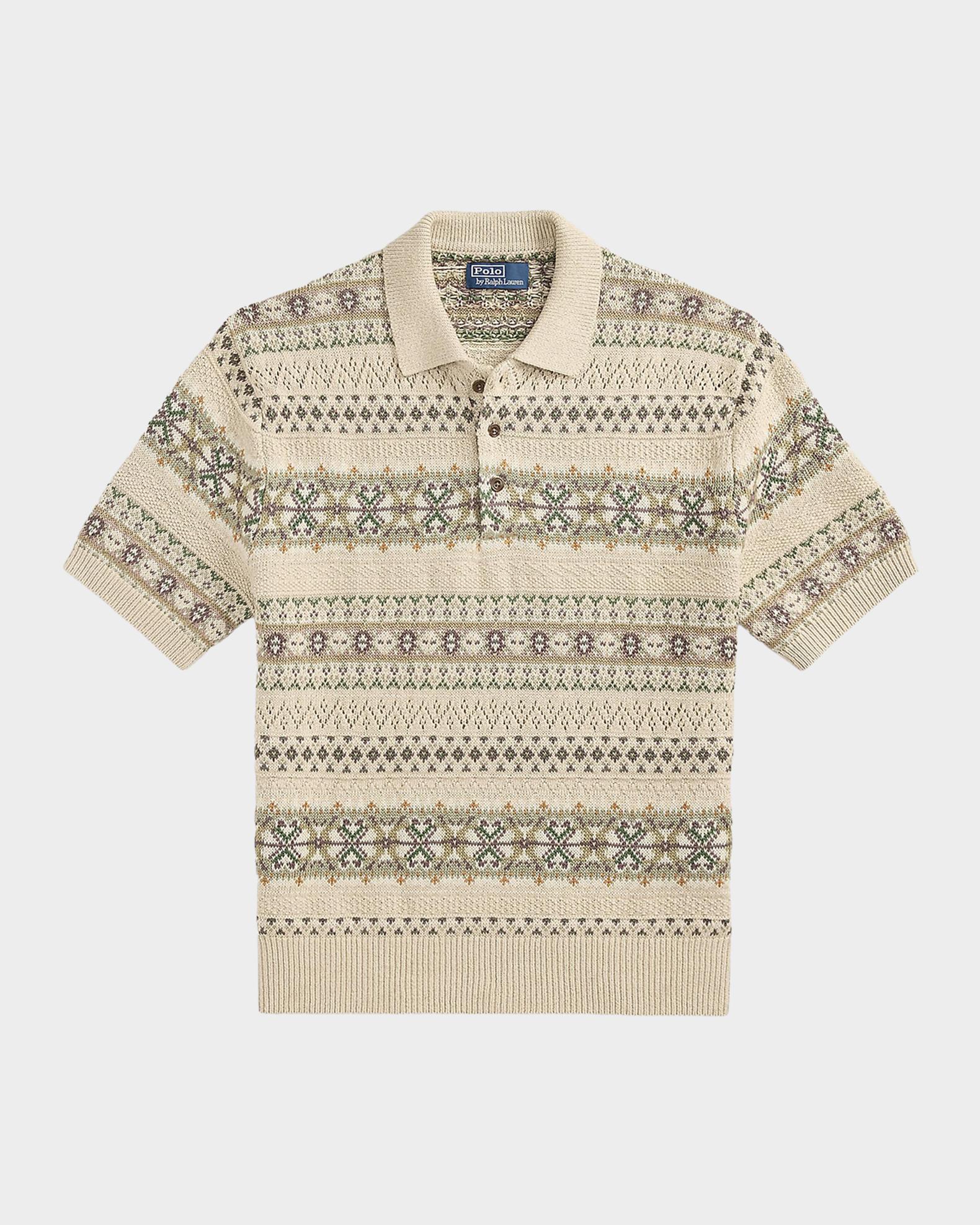 Polo Ralph Lauren Men's Fair Isle Linen-Cotton Polo Sweater