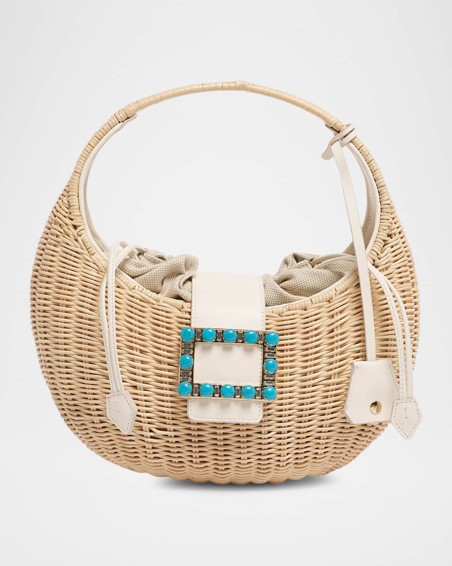 Roger Vivier Belle Vivier Rattan Top-Handle Bag | Neiman Marcus
