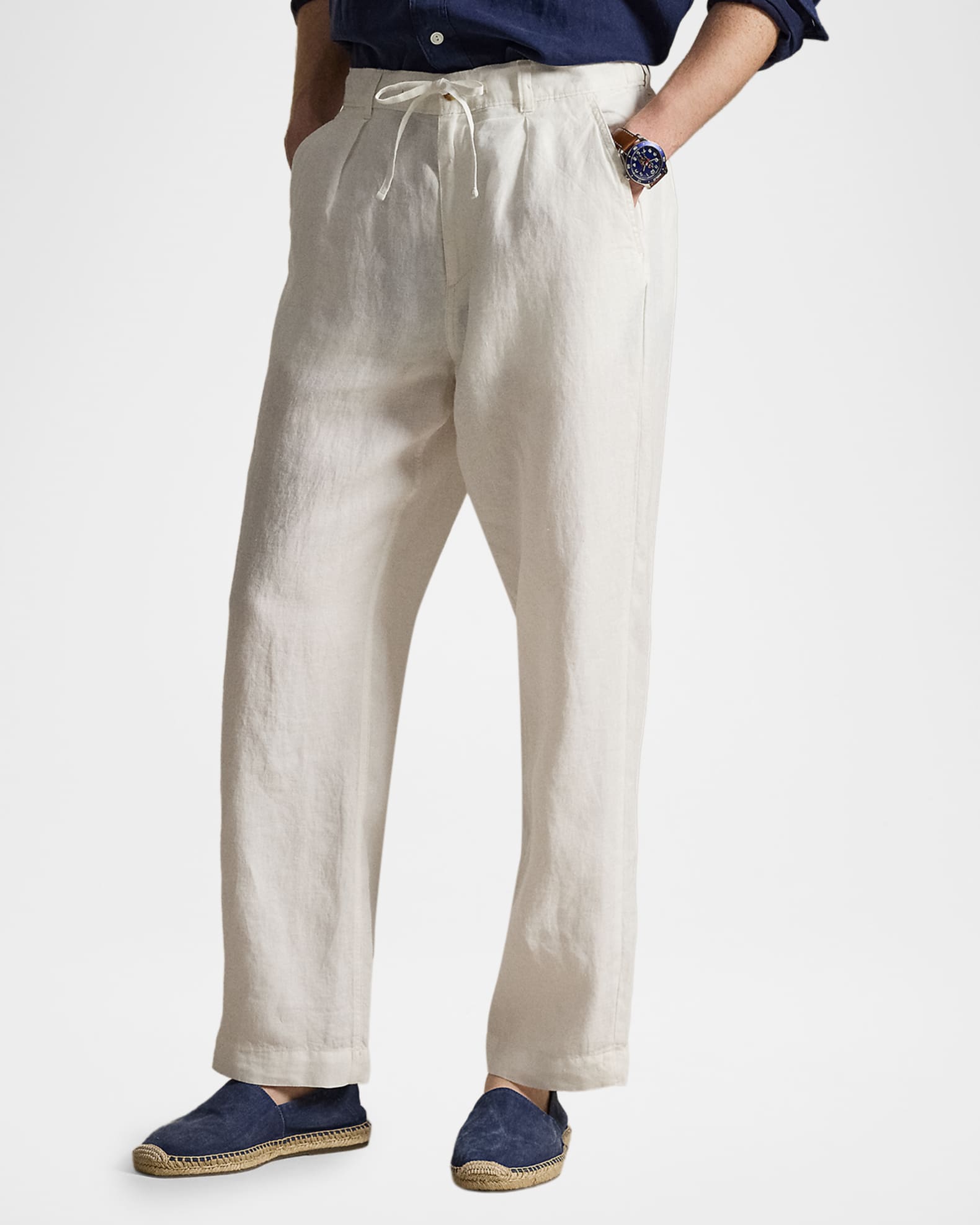 Polo Ralph Lauren Men's Relaxed Fit Pleated Linen Drawstring Pants