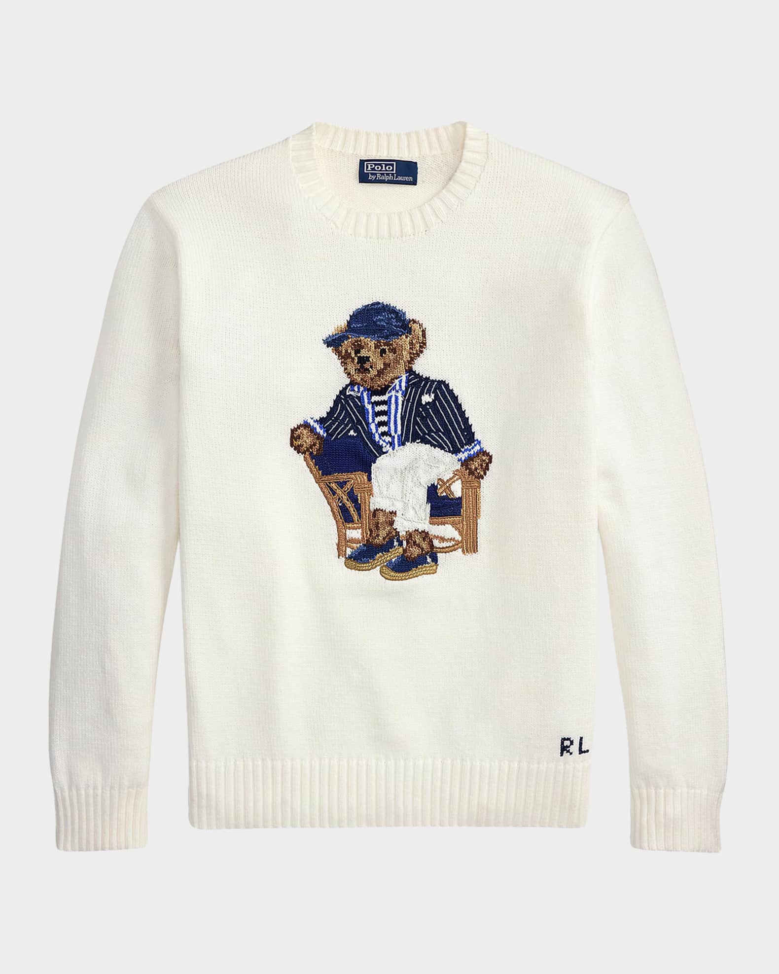 Polo Ralph Lauren クマ刺繍 ニットセーター S〜M Polo Ralph Lauren Men's Cotton Knit Polo Bear Crewneck Sweater