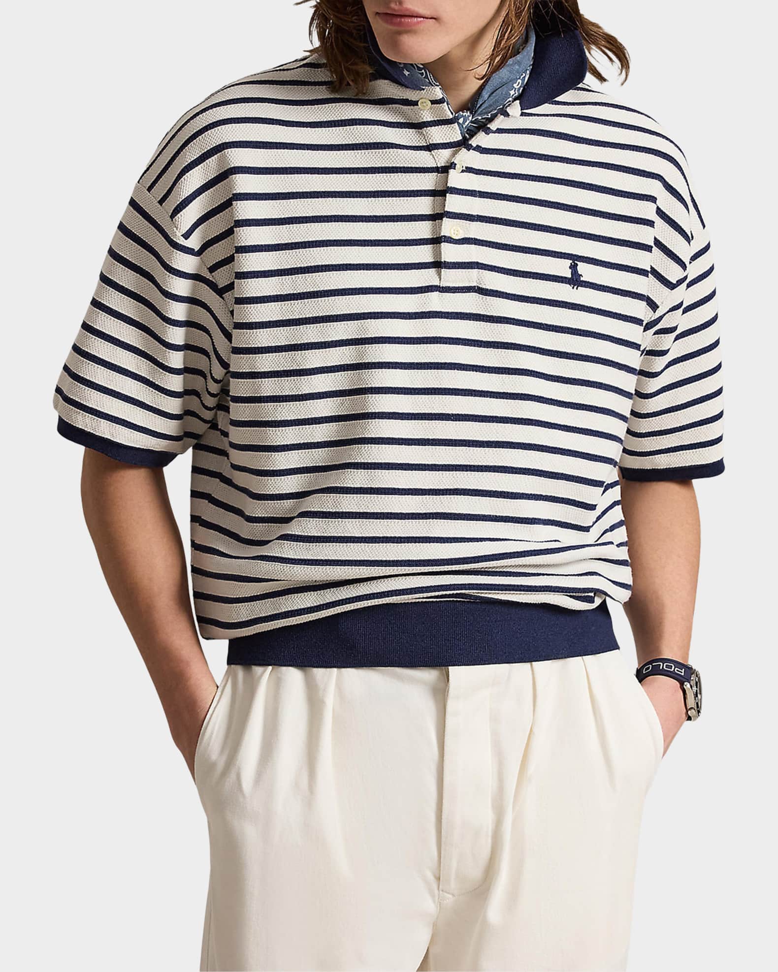 Polo Ralph Lauren Men's Relaxed Fit Stripe Textured Polo Shirt