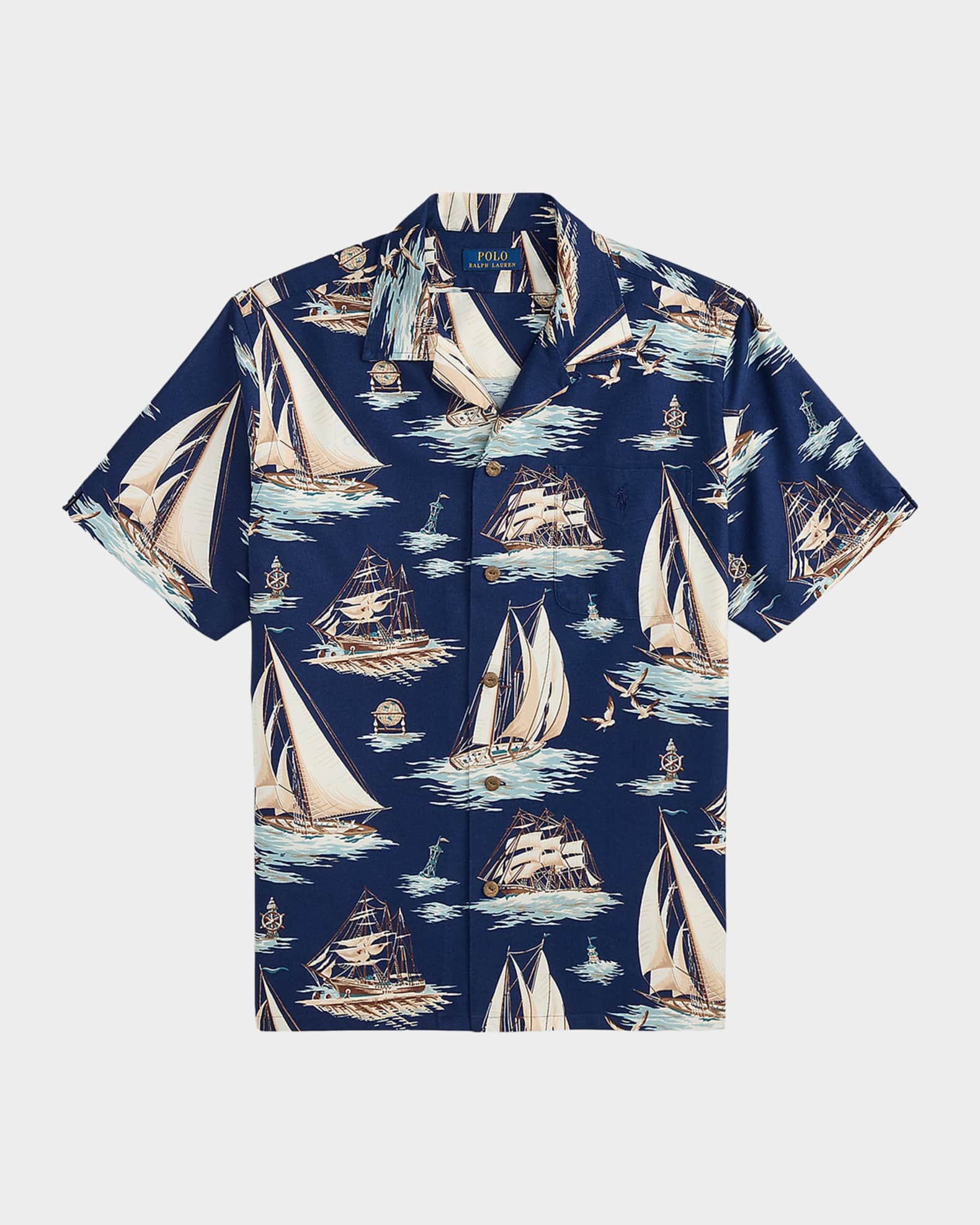 Polo Ralph Lauren Men's Classic Fit Sailboat-Print Oxford Camp