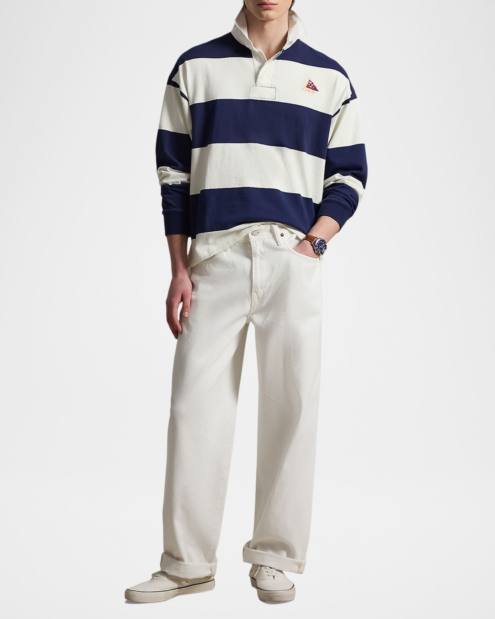 Polo Ralph Lauren Men's Stripe Jersey Rugby Shirt | Neiman Marcus