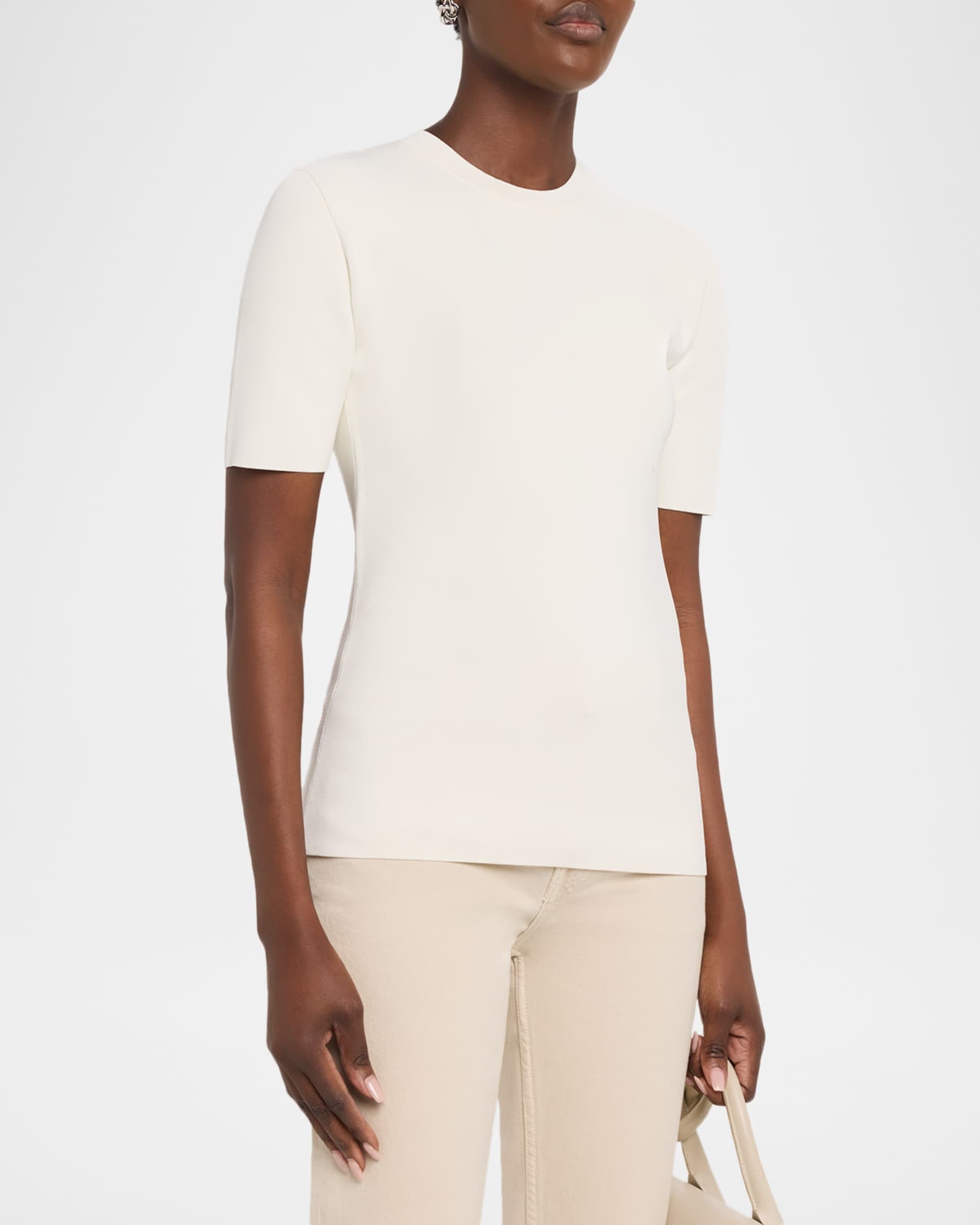 美品 TOTEME トーテムBody fit Compact Knit Toteme Compact Knit Short-Sleeve T-Shirt | Neiman Marcus