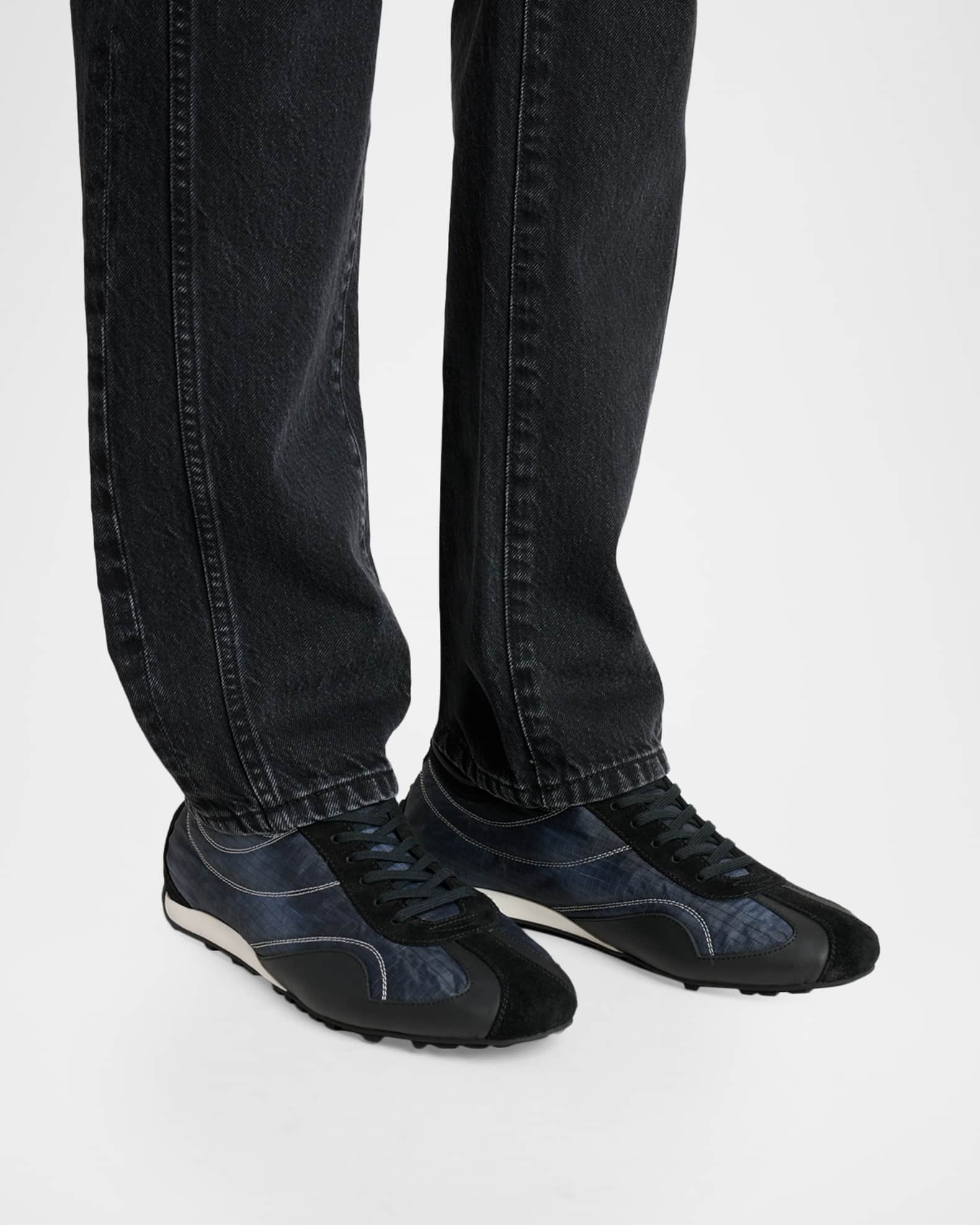 Balmain Men's Racing Suede and Textile Low-Top Sneakers | Neiman