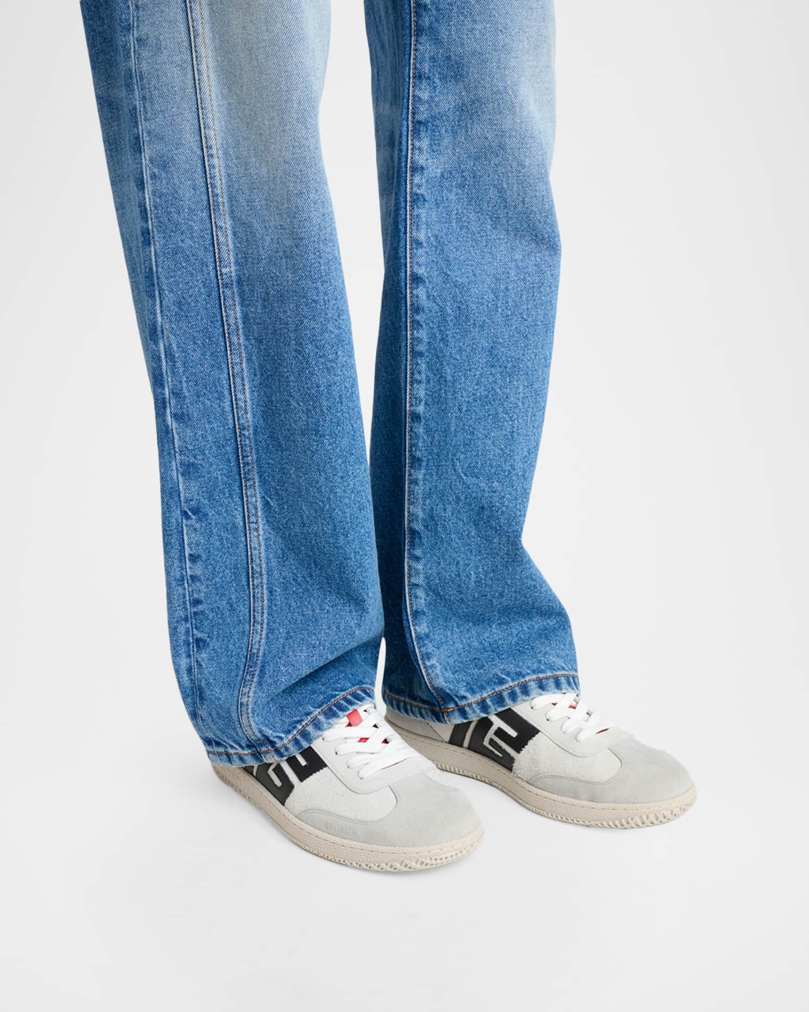 Balmain Men's Swan Suede & Leather Low-Top Sneakers | Neiman Marcus