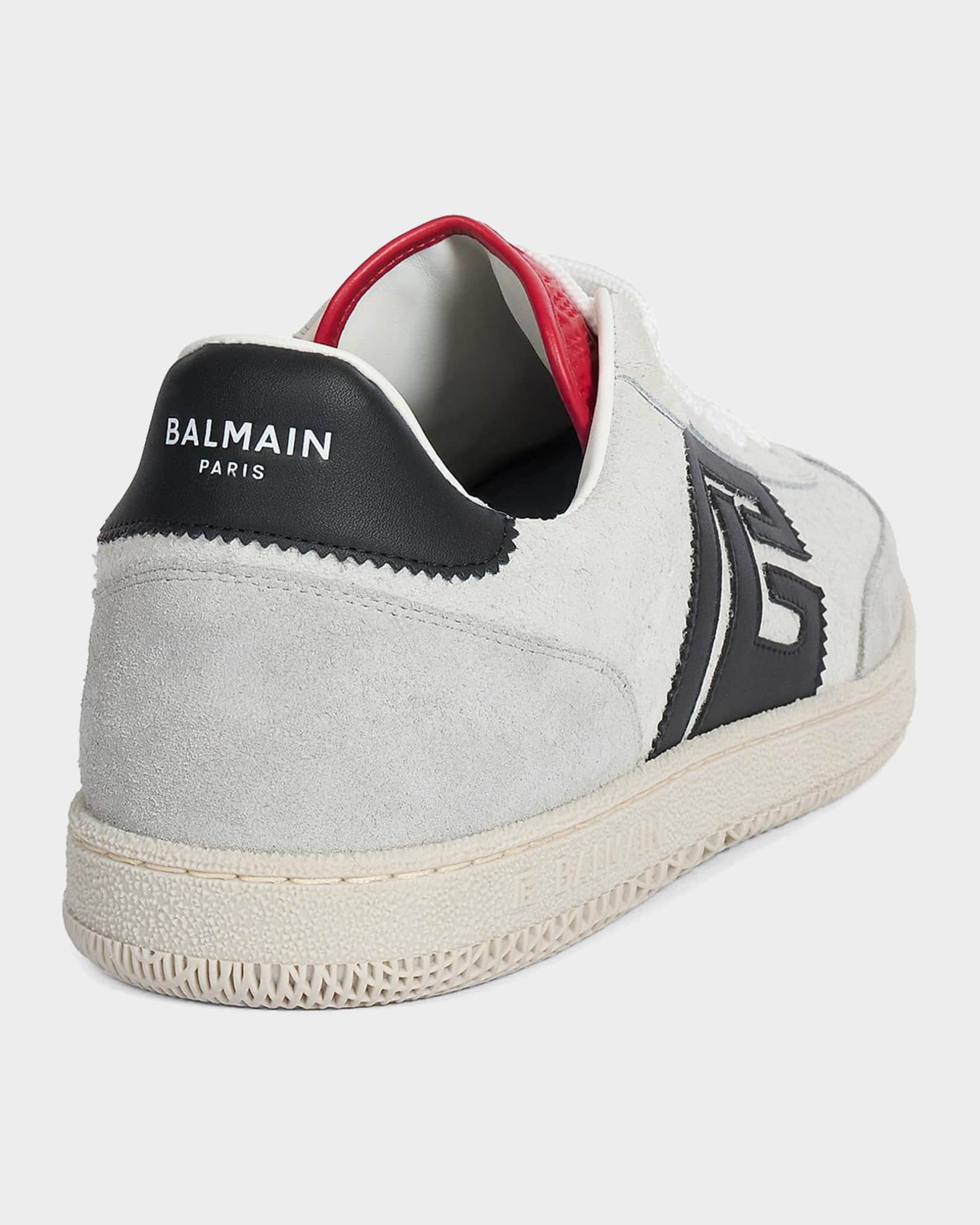 バルマン　セーブル Balmain Men's Swan Suede & Leather Low-Top Sneakers | Neiman Marcus
