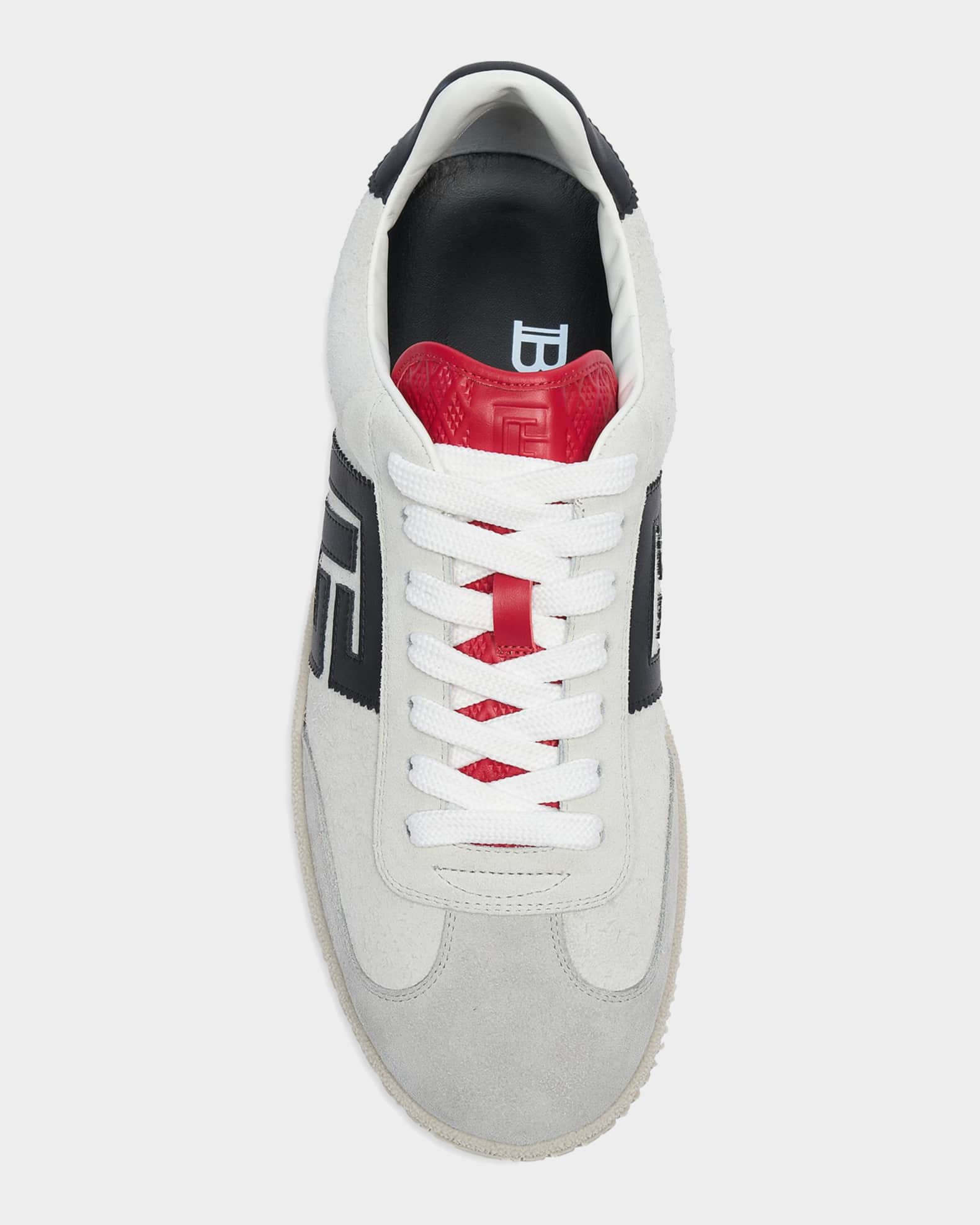 Balmain Men's Swan Suede & Leather Low-Top Sneakers | Neiman Marcus