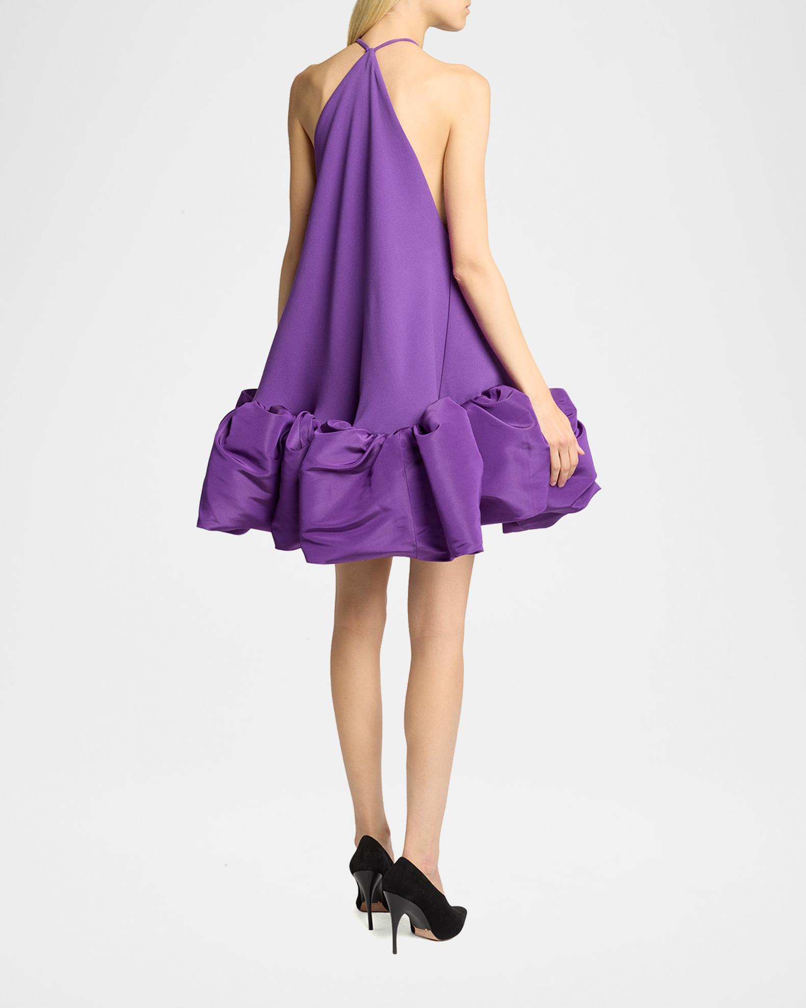 balenciaga backless dress Silk Balloon Ruffle Mini Halter Dress, Parma Violet, Women's, 38 Cocktail & Party Wedding Guest Dresses Halter Neck Dresses cute dresses Blue Maternity Dresses | Size:6-9 months 510 tall Model is