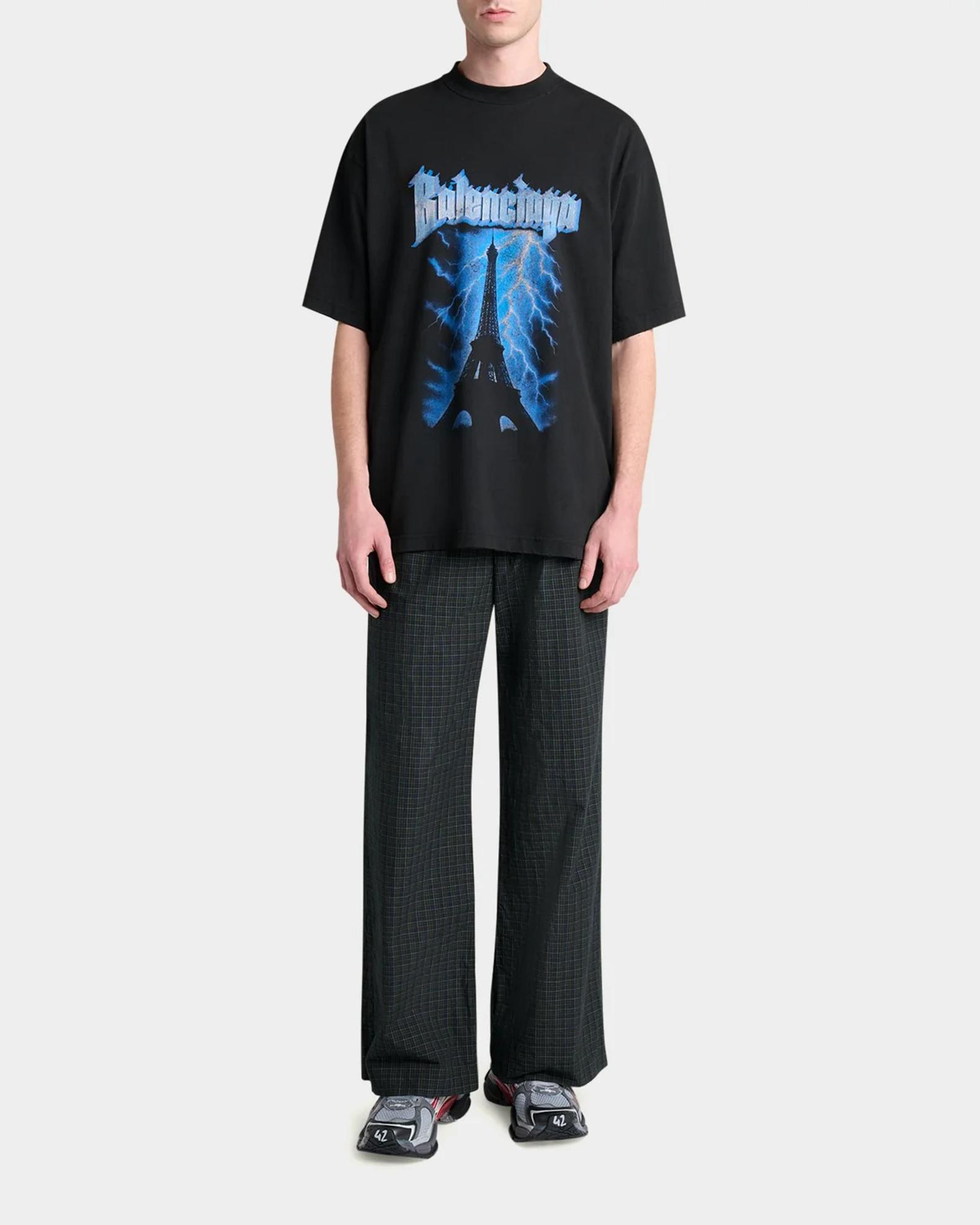 Balenciaga Men's Paris Thunderstorm Oversized T-Shirt | Neiman Marcus