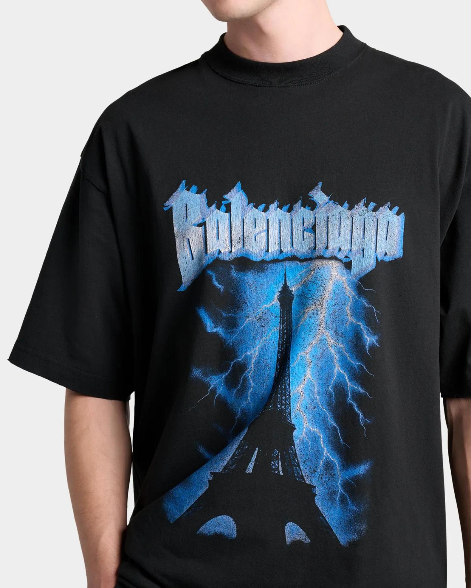 Balenciaga Men's Paris Thunderstorm Oversized T-Shirt | Neiman Marcus