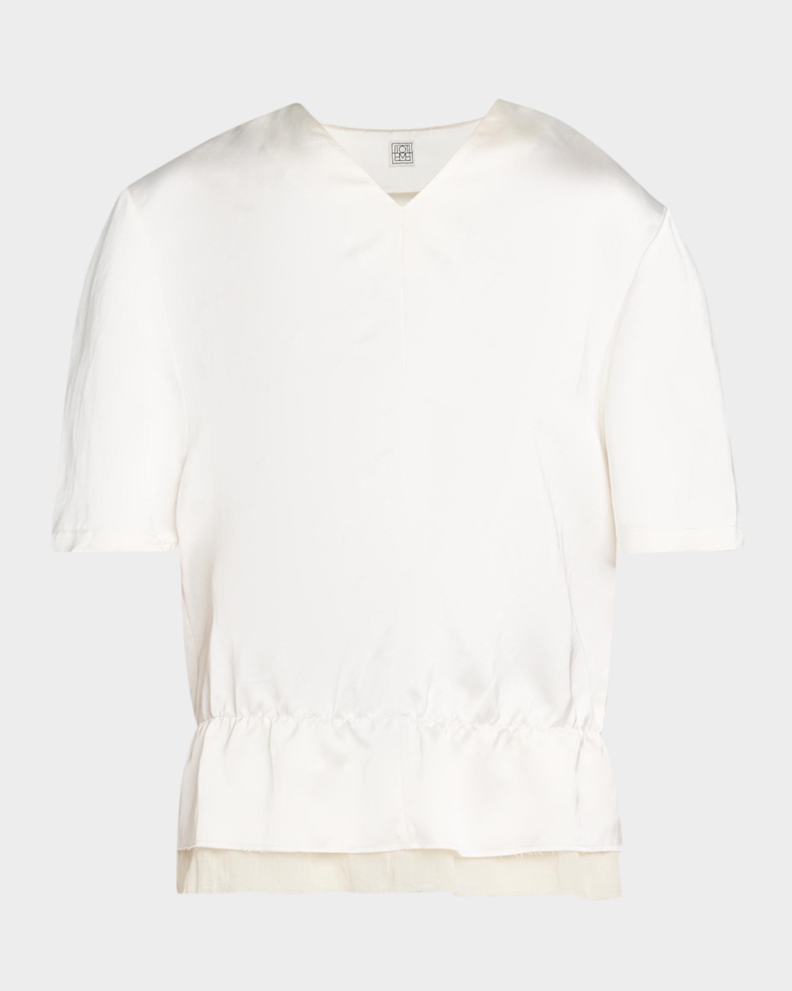 Toteme V-Neck Satin Pullover | Neiman Marcus