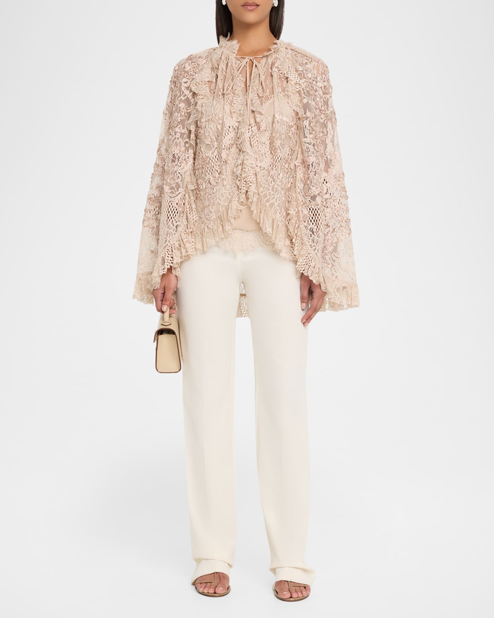 Kobi Halperin Harmony Ruffle-Trim Lace Blouse | Neiman Marcus