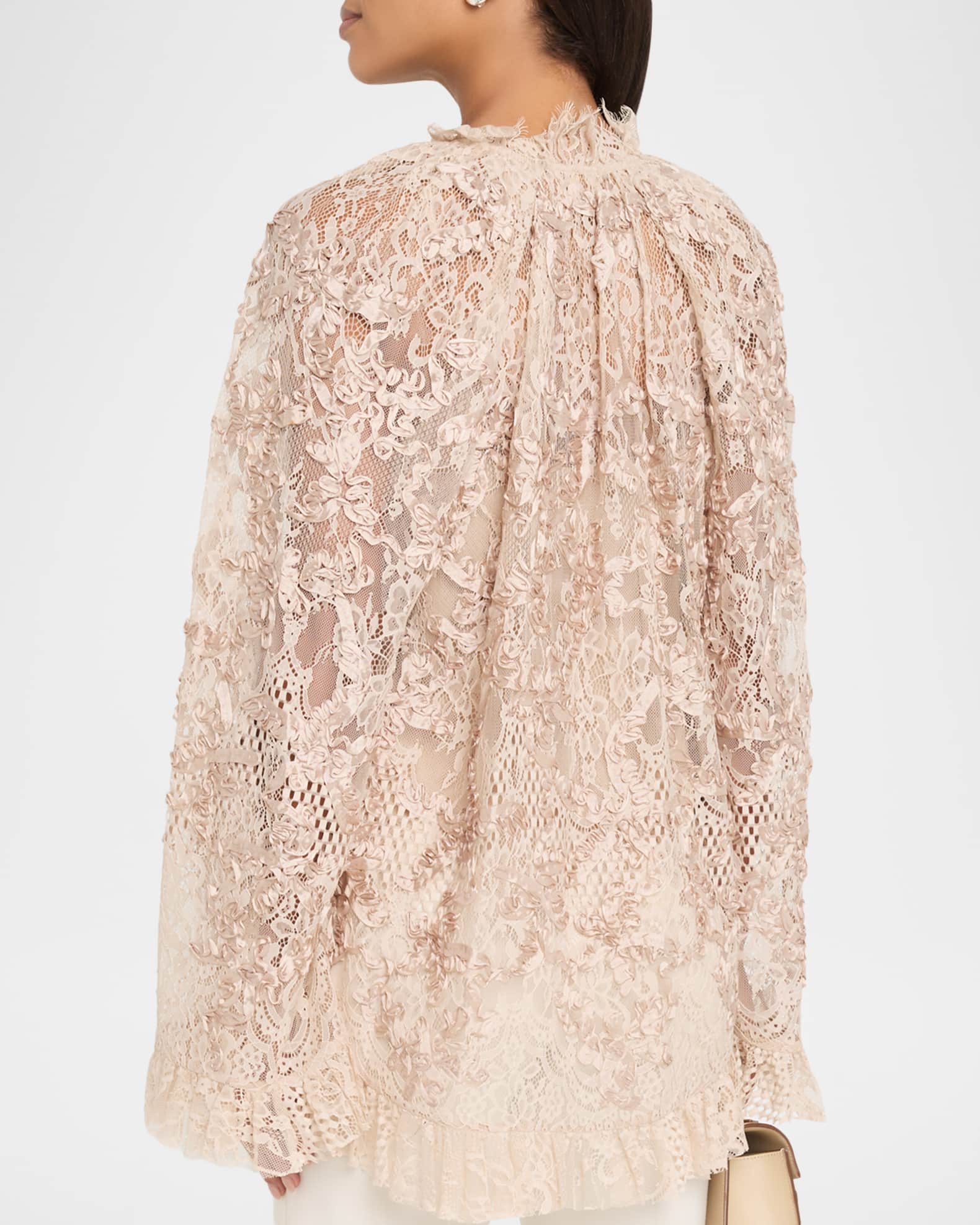 Kobi Halperin Harmony Ruffle-Trim Lace Blouse | Neiman Marcus