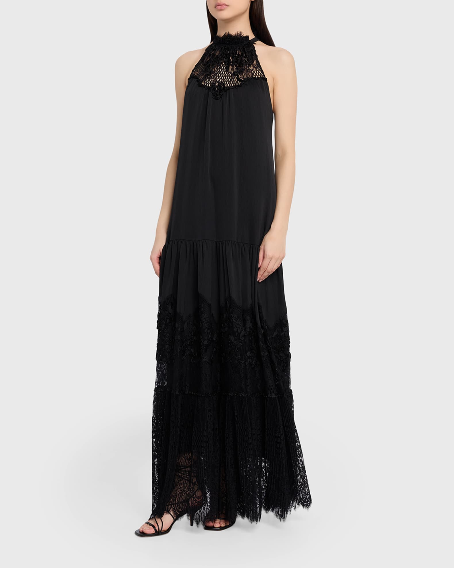 Kobi Halperin Hallee Lace-Inset Halter Maxi Dress | Neiman Marcus