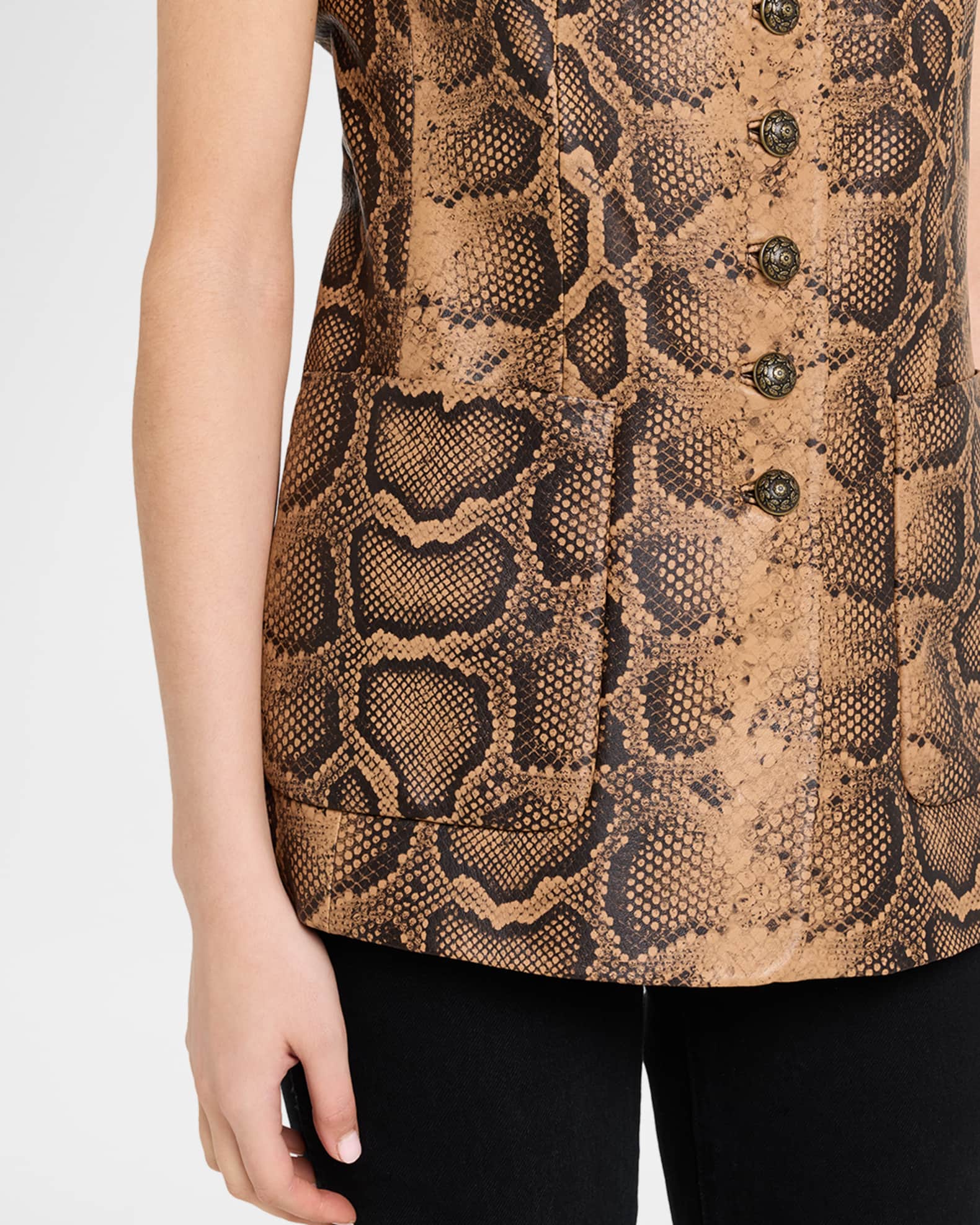 Kobi Halperin Abi Crewneck Python-Print Vest | Neiman Marcus