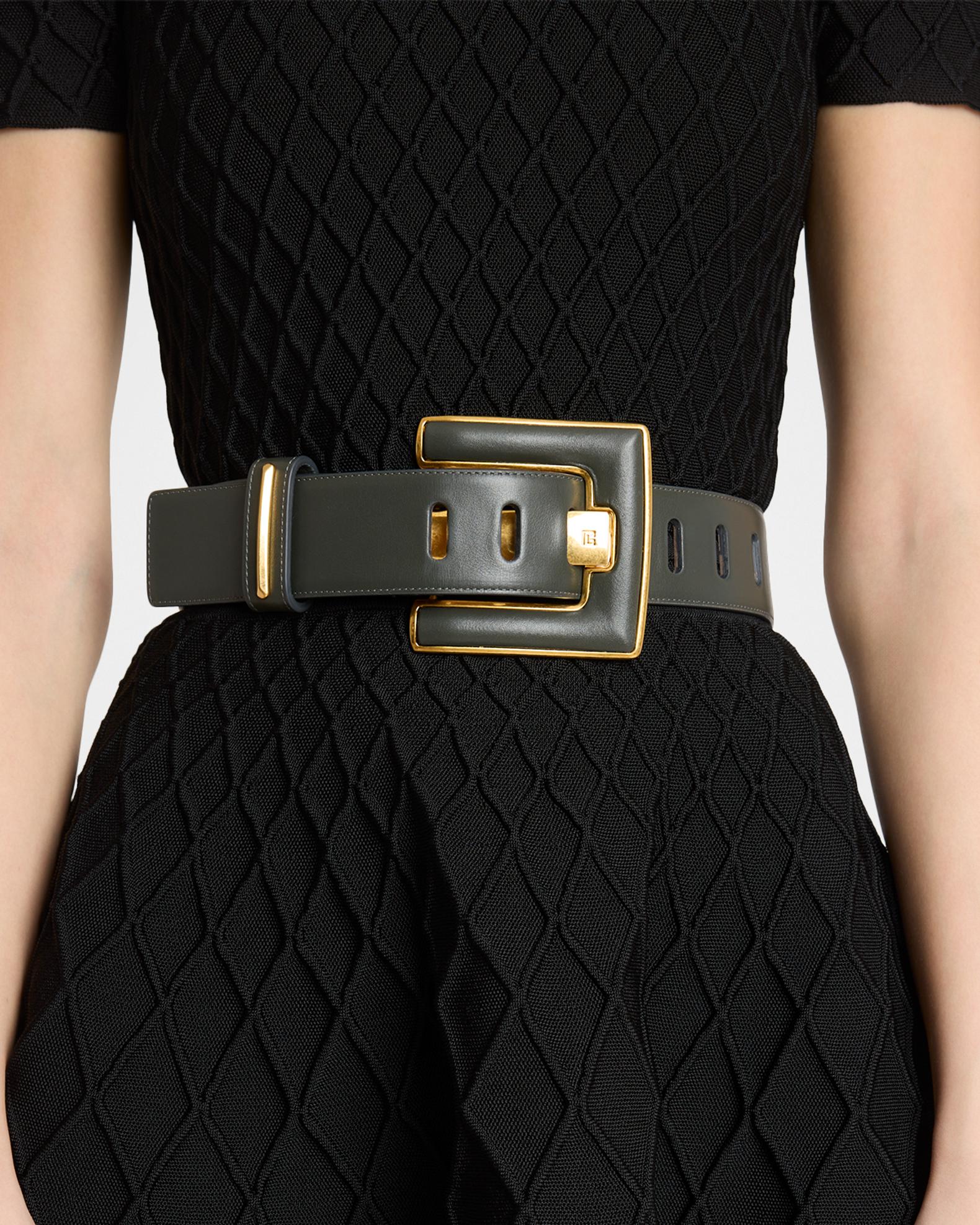 Balmain Anthem Calfskin Leather Belt | Neiman Marcus display picture 1