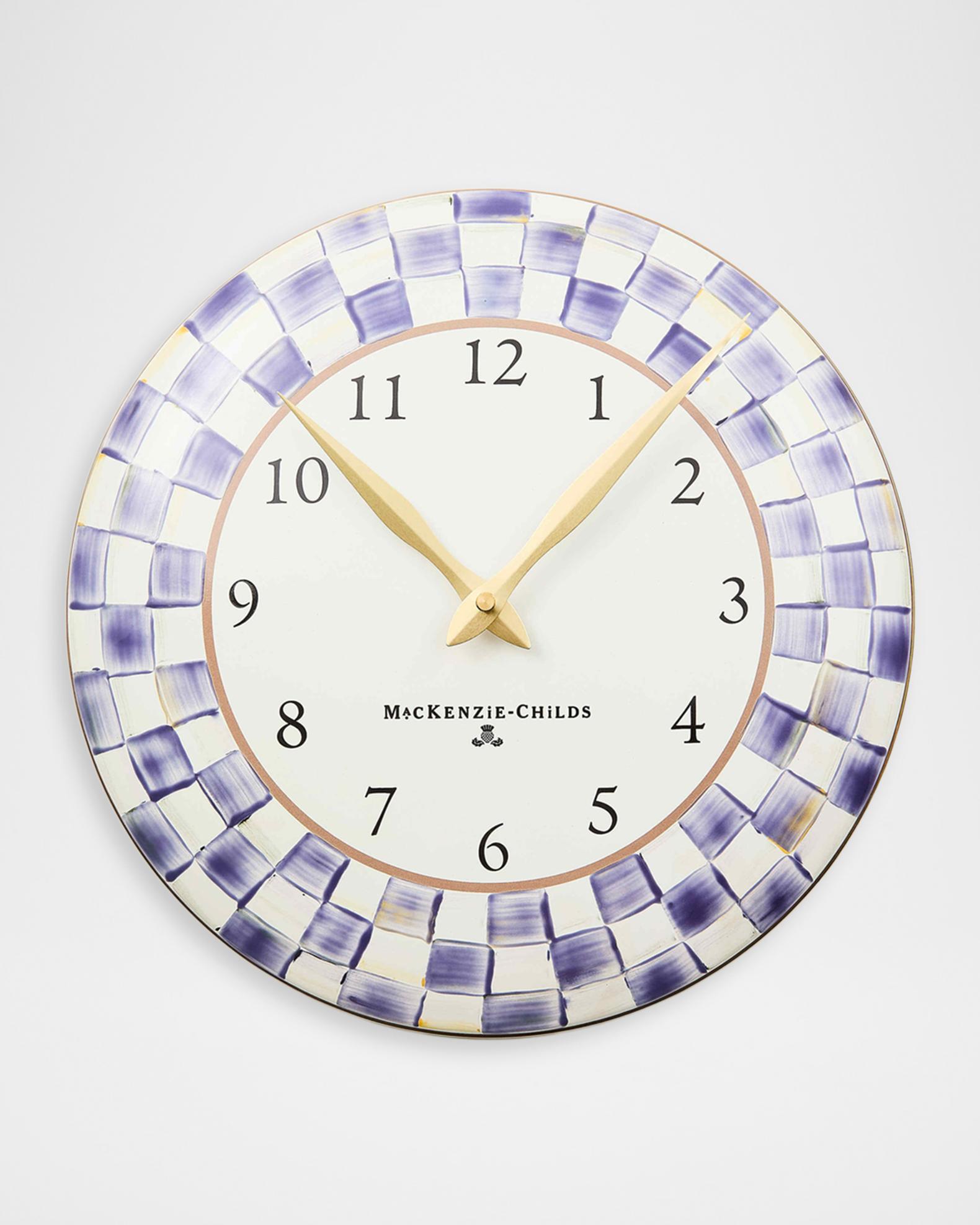 MacKenzie-Childs Violet Check Wall Clock | Neiman Marcus