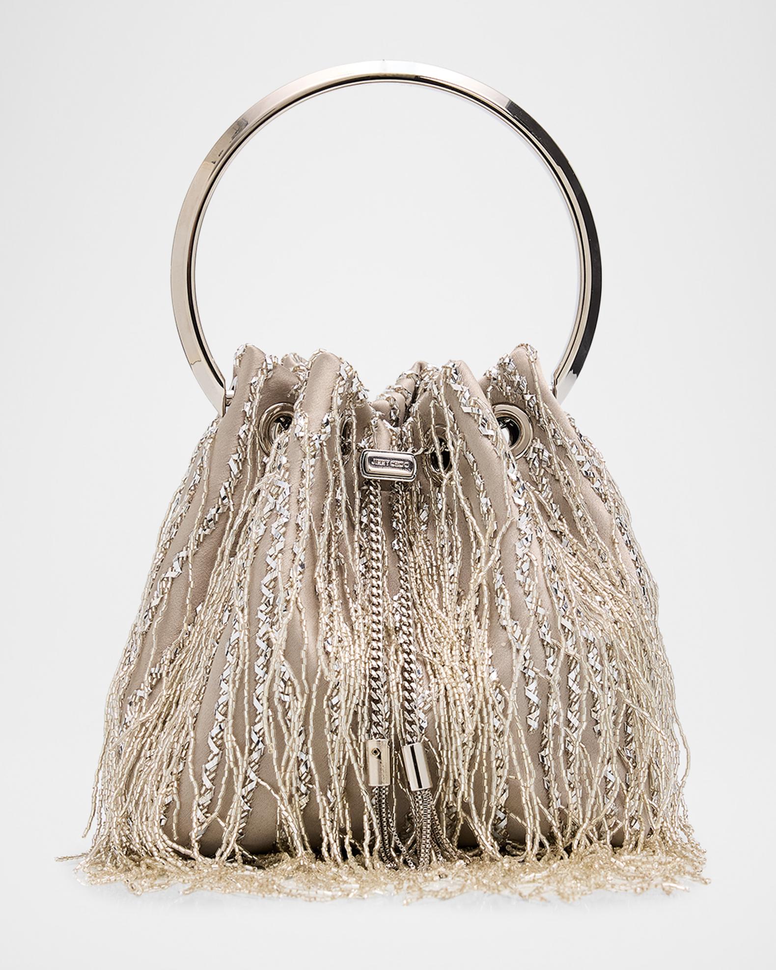 Jimmy Choo Bon Bon Braided Fringe Embroidery Bucket Bag | Neiman