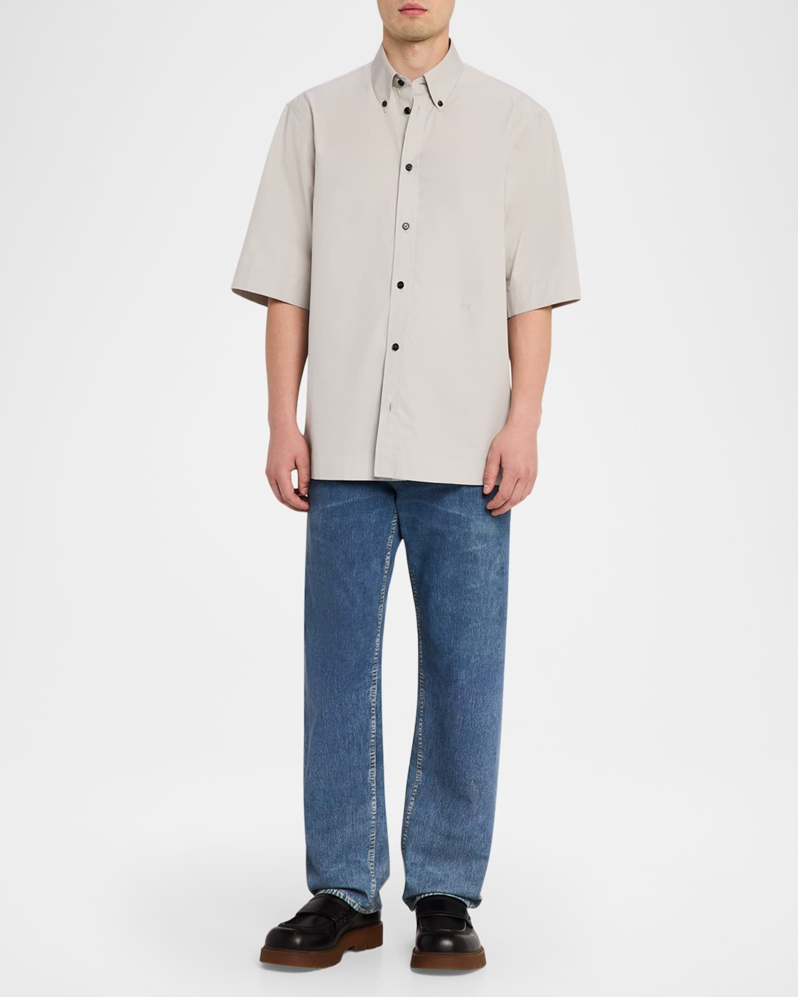 Bottega Veneta Men's Cotton Poplin Oversized Fit Short-Sleeve