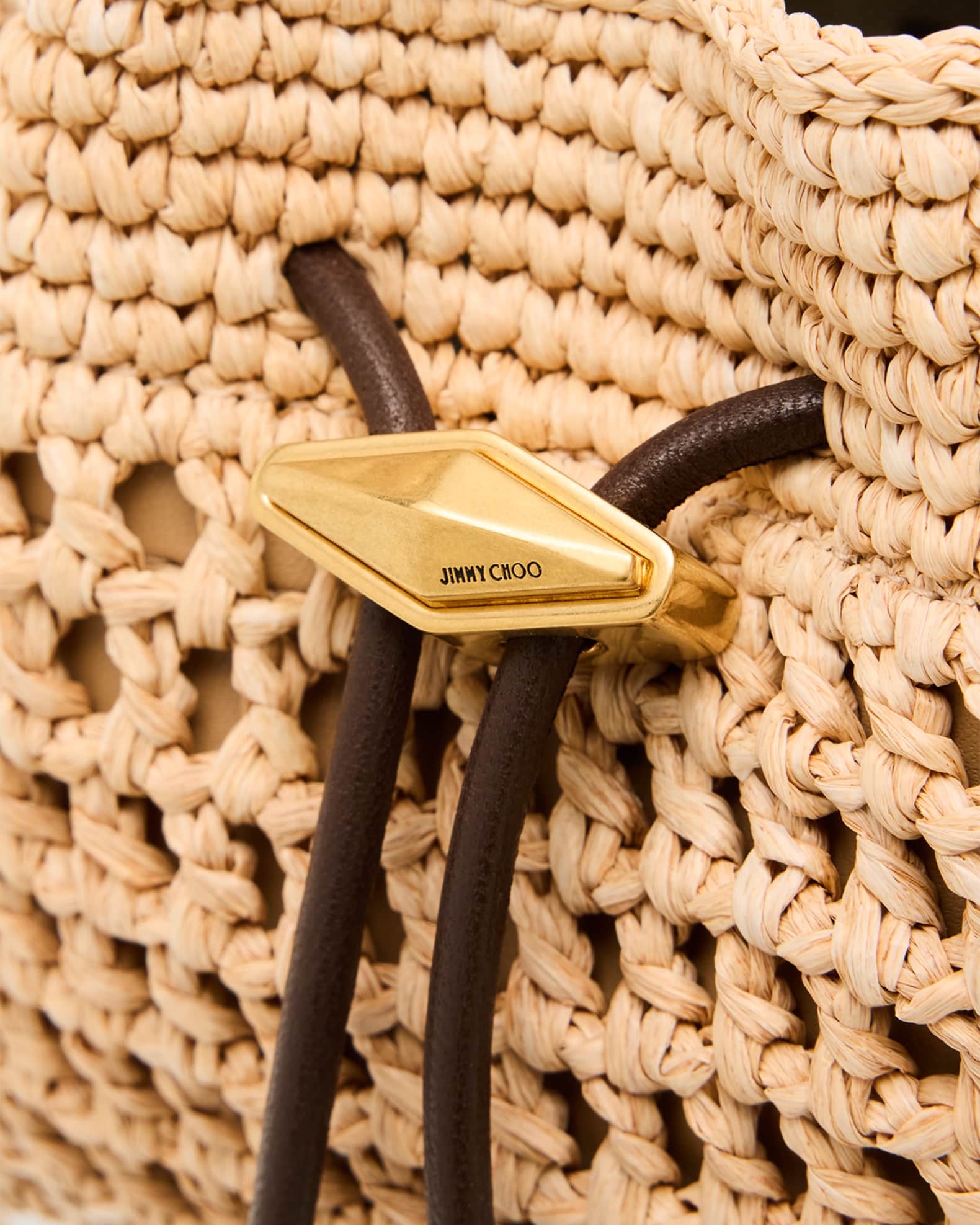 Jimmy Choo Cinch Small Raffia & Leather Shoulder Bag | Neiman Marcus