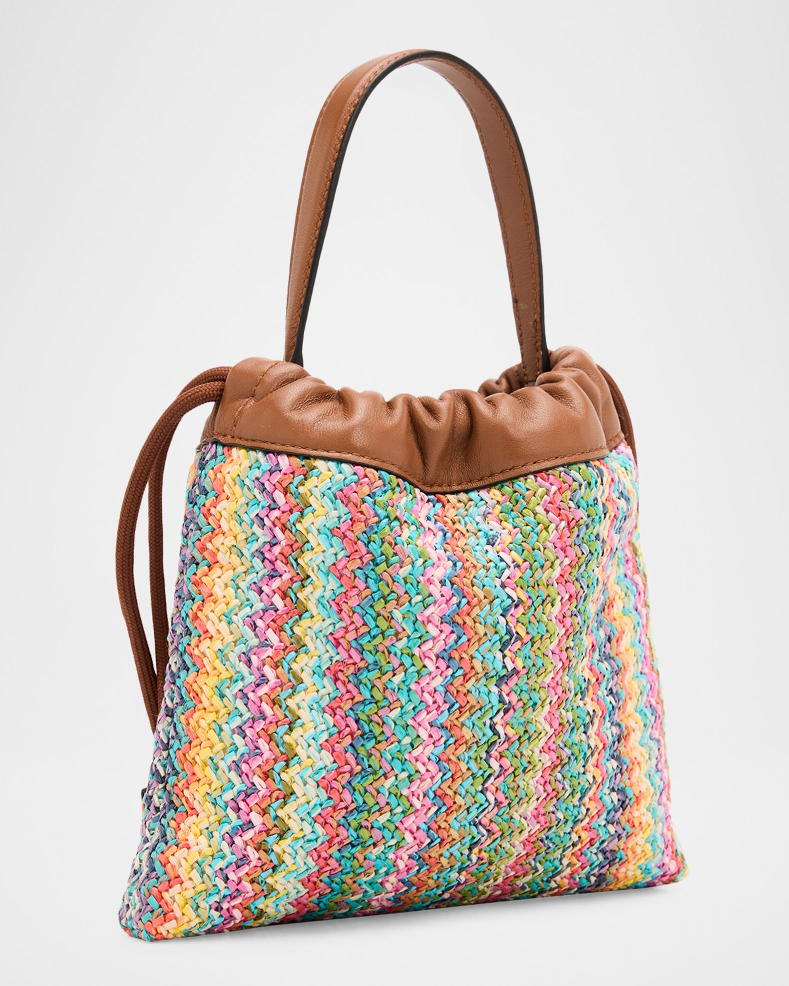 Jimmy Choo Logo Chevron Woven Drawstring Pouch | Neiman Marcus