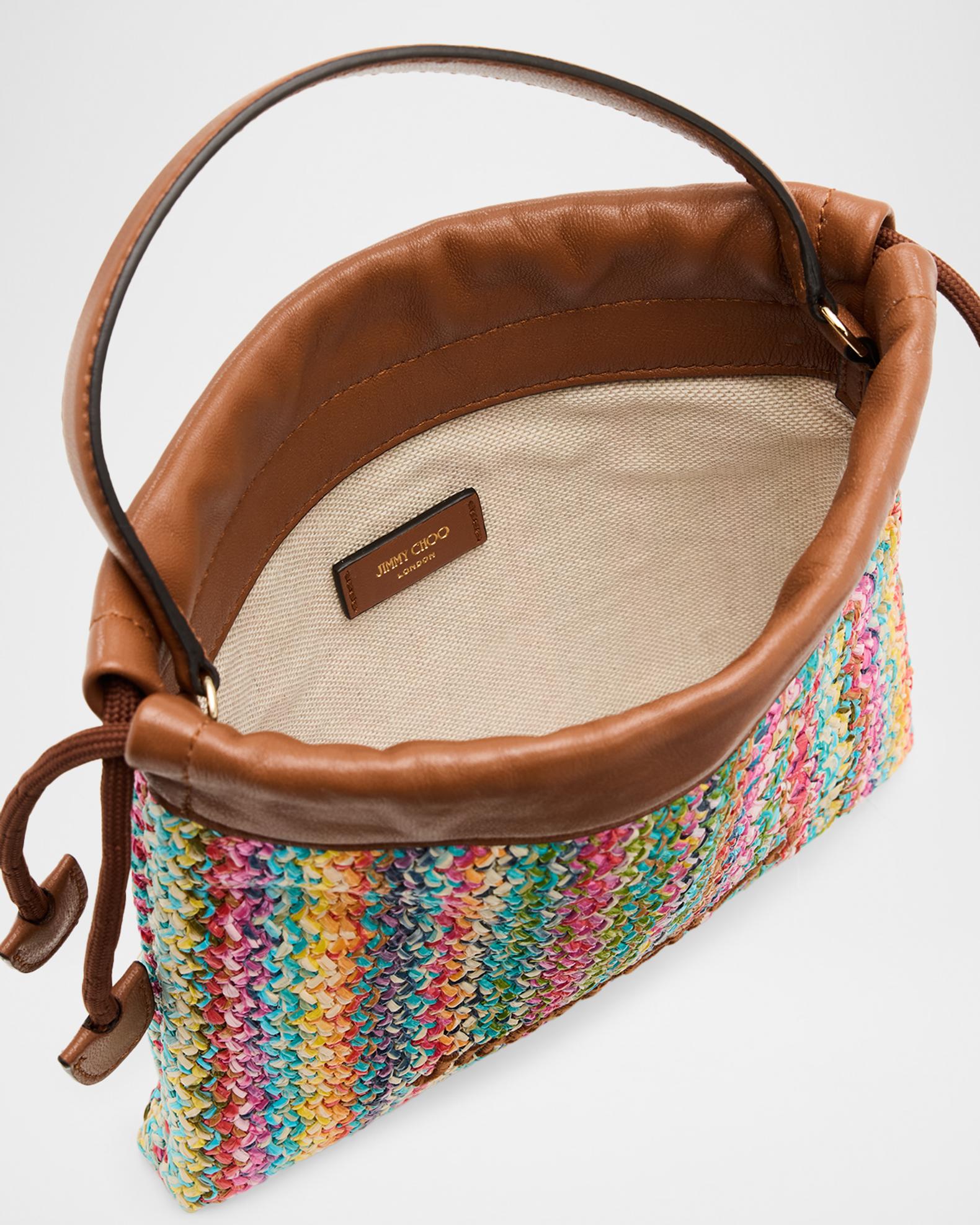 Jimmy Choo Logo Chevron Woven Drawstring Pouch | Neiman Marcus
