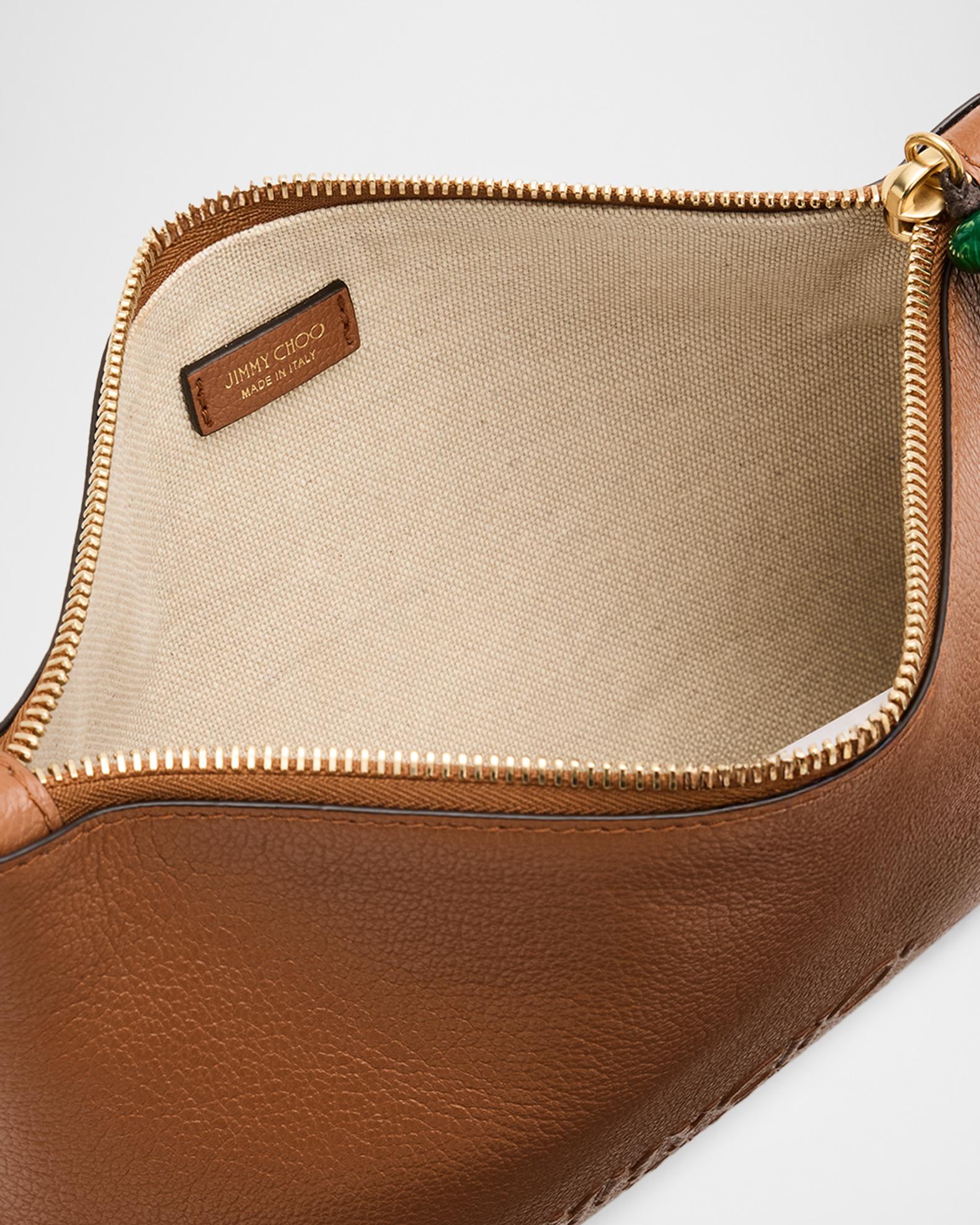 Jimmy Choo Zipped Leather Flat Pouch | Neiman Marcus