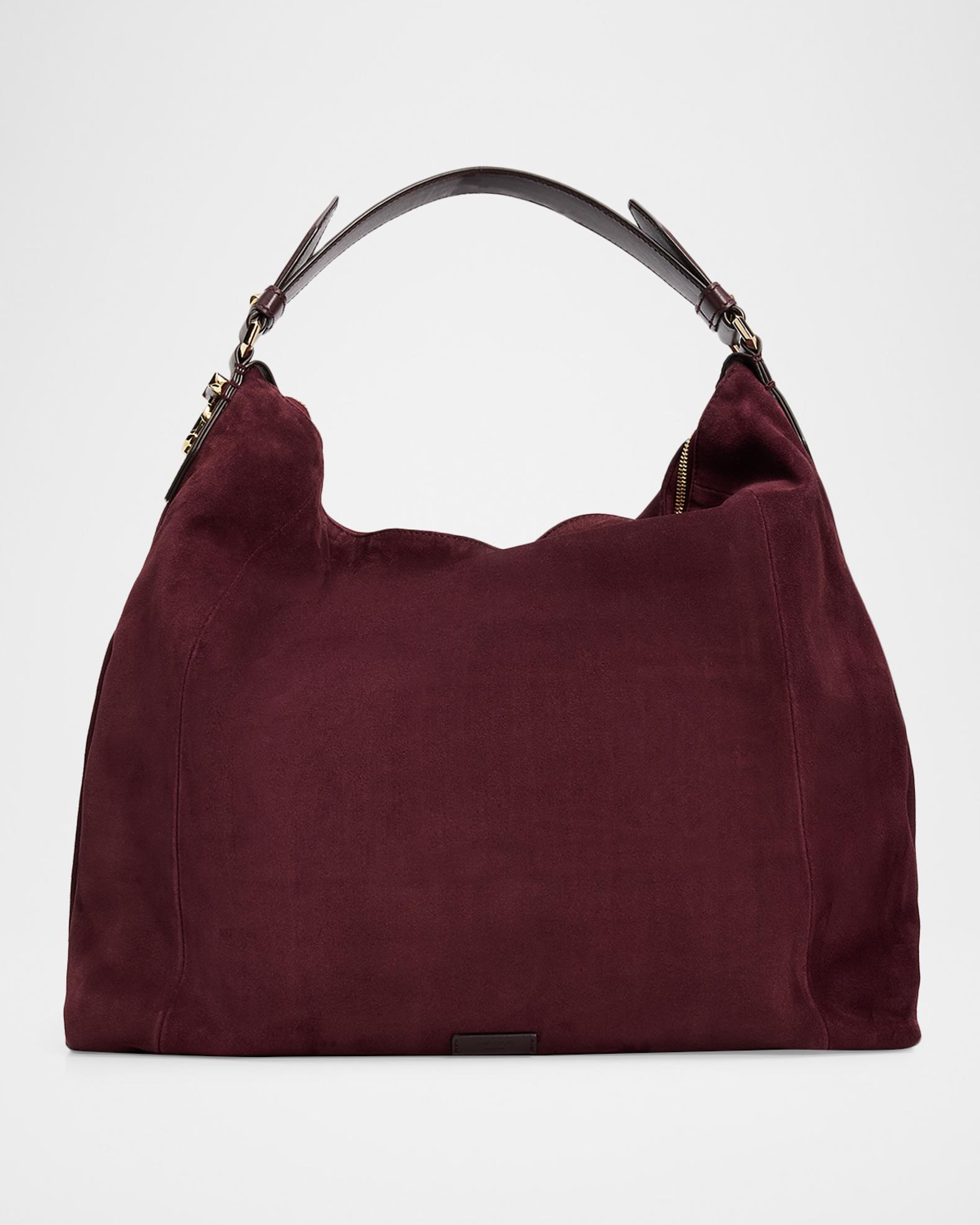 Jimmy Choo - Maroon Calf Hair & Leather Crossbody Bag Curve Cross Body Small | Ruby Red Quilted Velvet Crossbody  main image 3