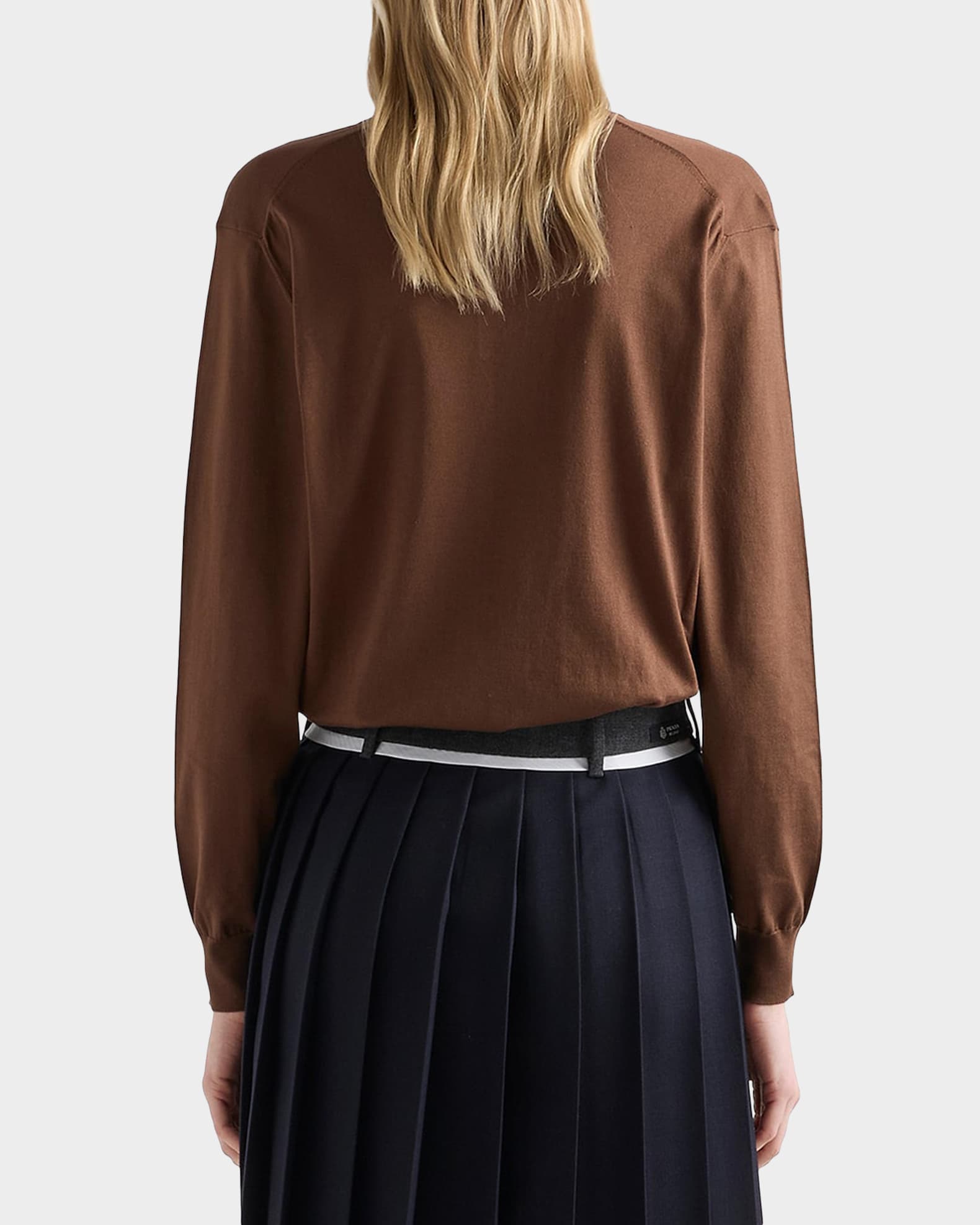 Prada Silk Knit Long-Sleeve Polo Shirt | Neiman Marcus