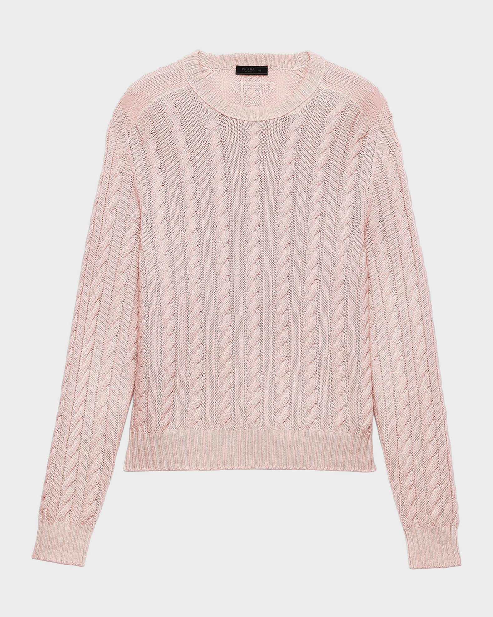Prada Men's Wool-Cashmere Cable-Knit Crewneck Sweater | Neiman Marcus