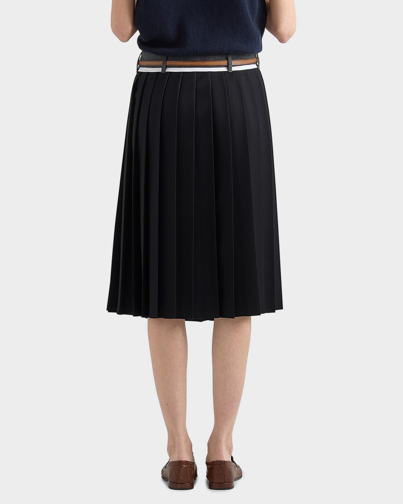 Prada Pleated Rush Stitch Midi Skirt | Neiman Marcus