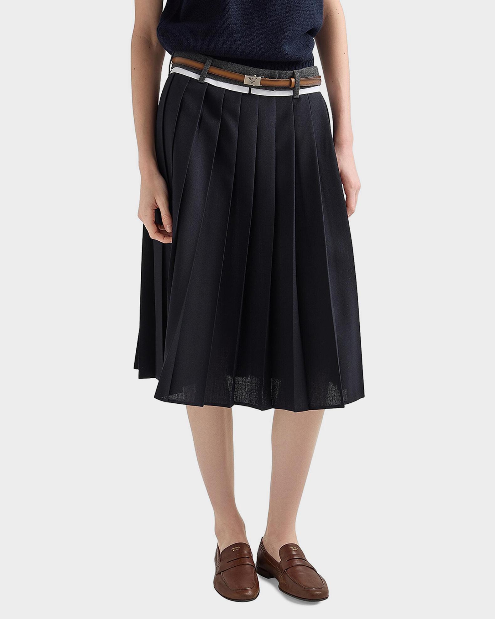 Prada Pleated Rush Stitch Midi Skirt | Neiman Marcus