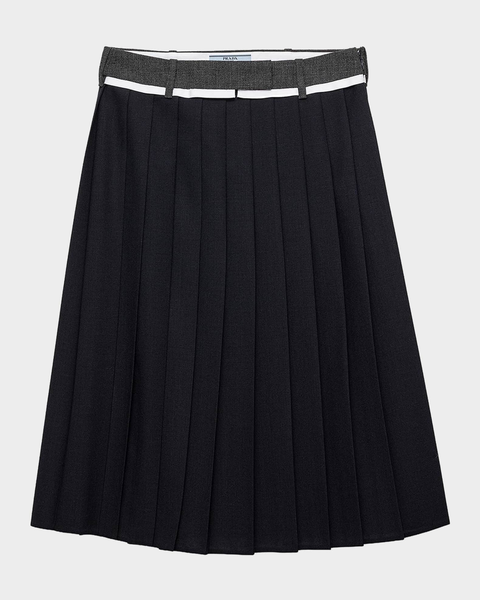 Prada Pleated Rush Stitch Midi Skirt | Neiman Marcus