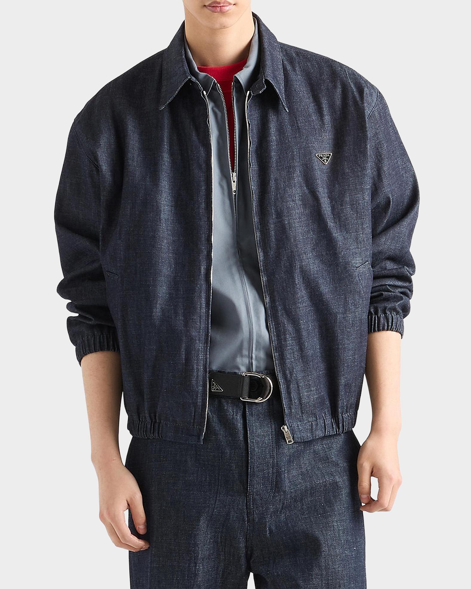Prada Men's Chambray Denim Blouson Jacket | Neiman Marcus
