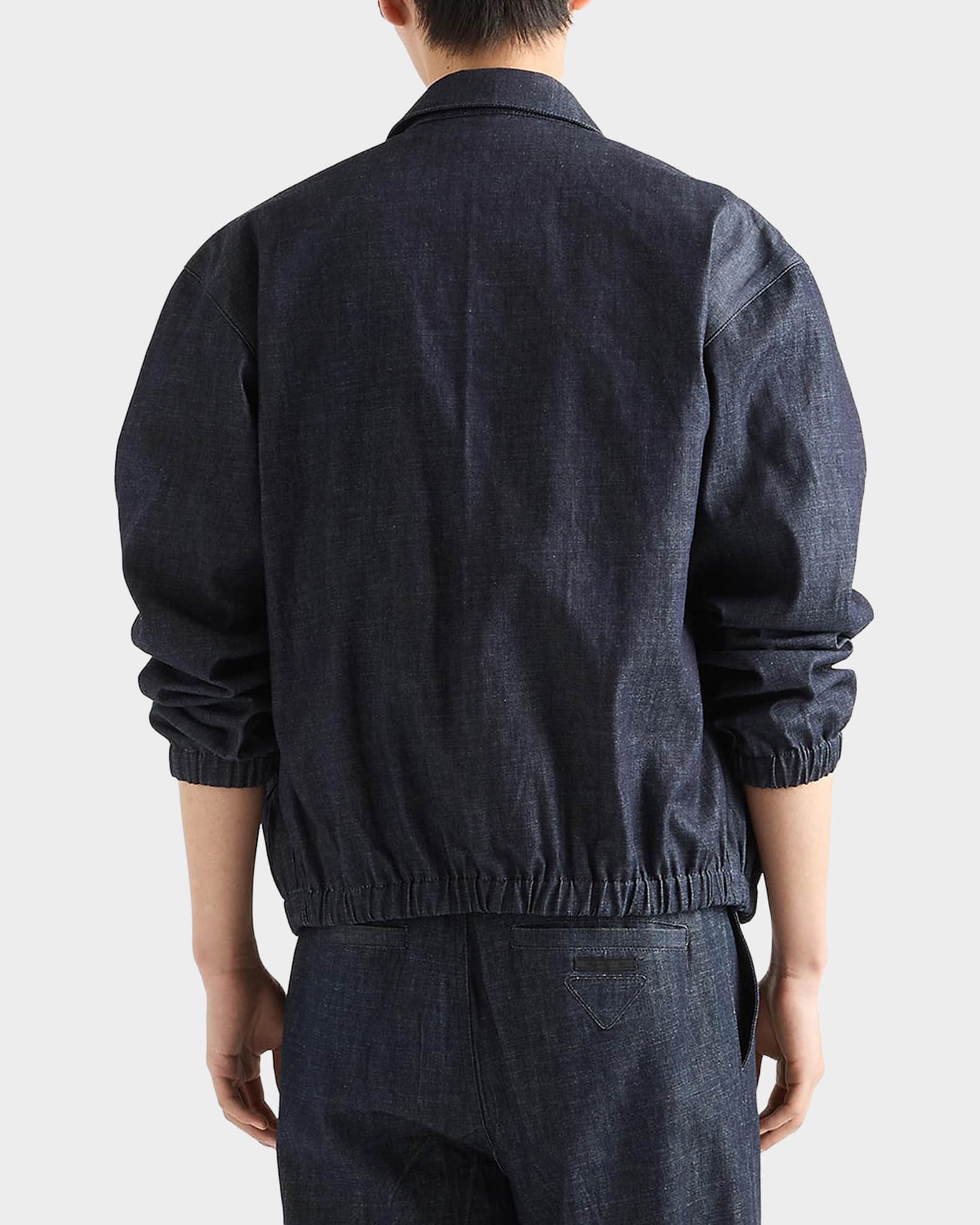 Prada Men's Chambray Denim Blouson Jacket | Neiman Marcus