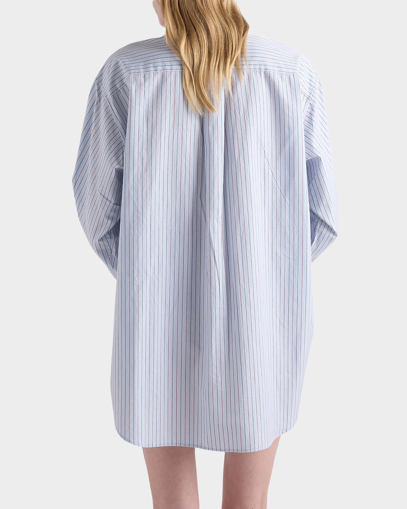 Prada Striped Herringbone Cotton Half-Zip Shirt | Neiman Marcus