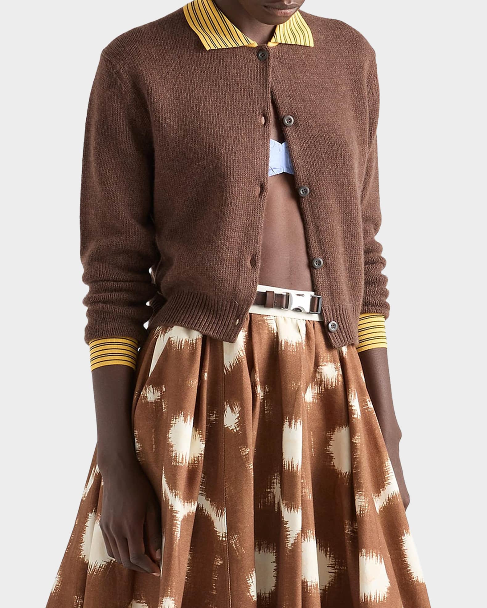 Prada Cashmere Collared Cardigan | Neiman Marcus