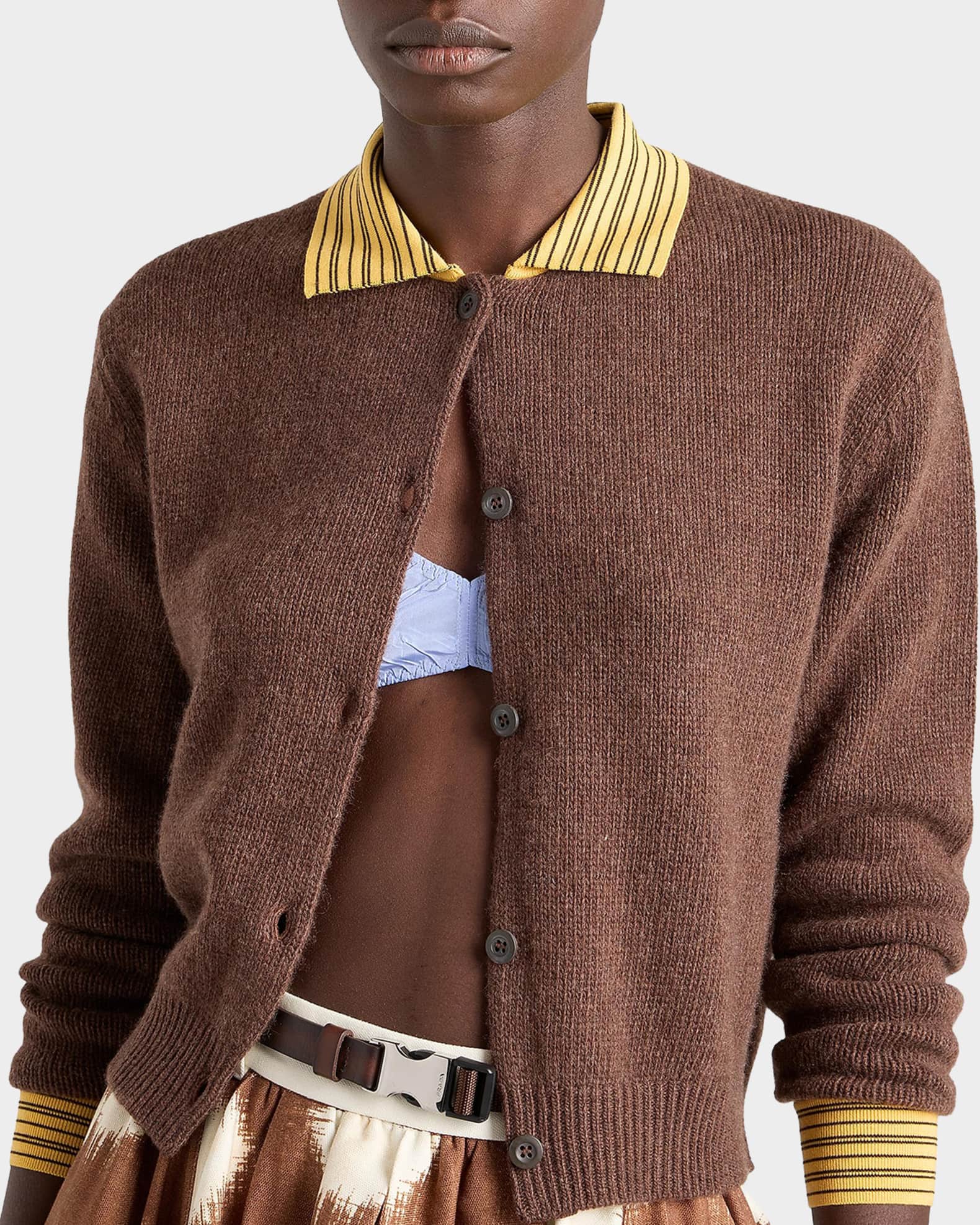 Prada Cashmere Collared Cardigan | Neiman Marcus