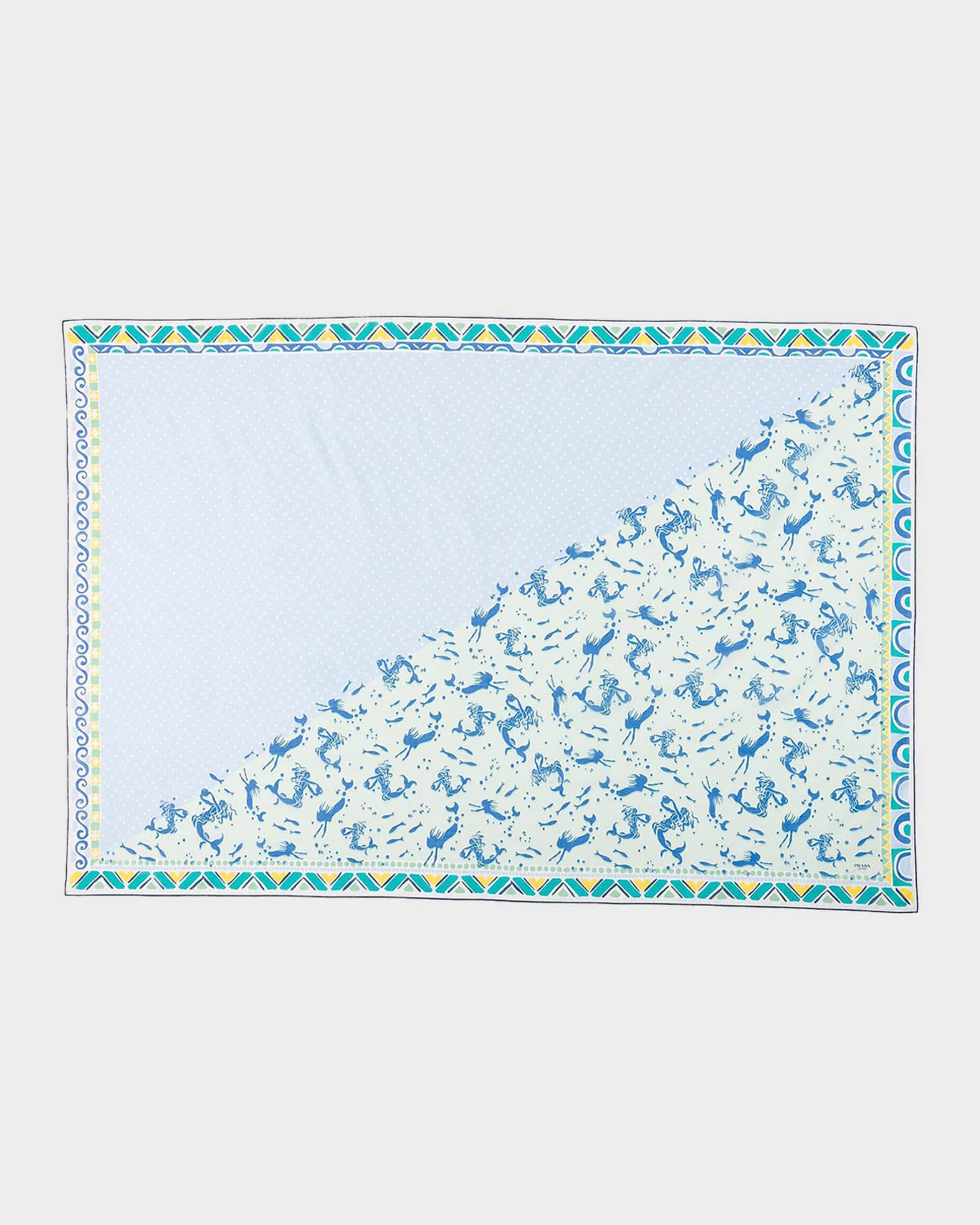 Prada Mermaid and Polka Dot Printed Scarf | Neiman Marcus