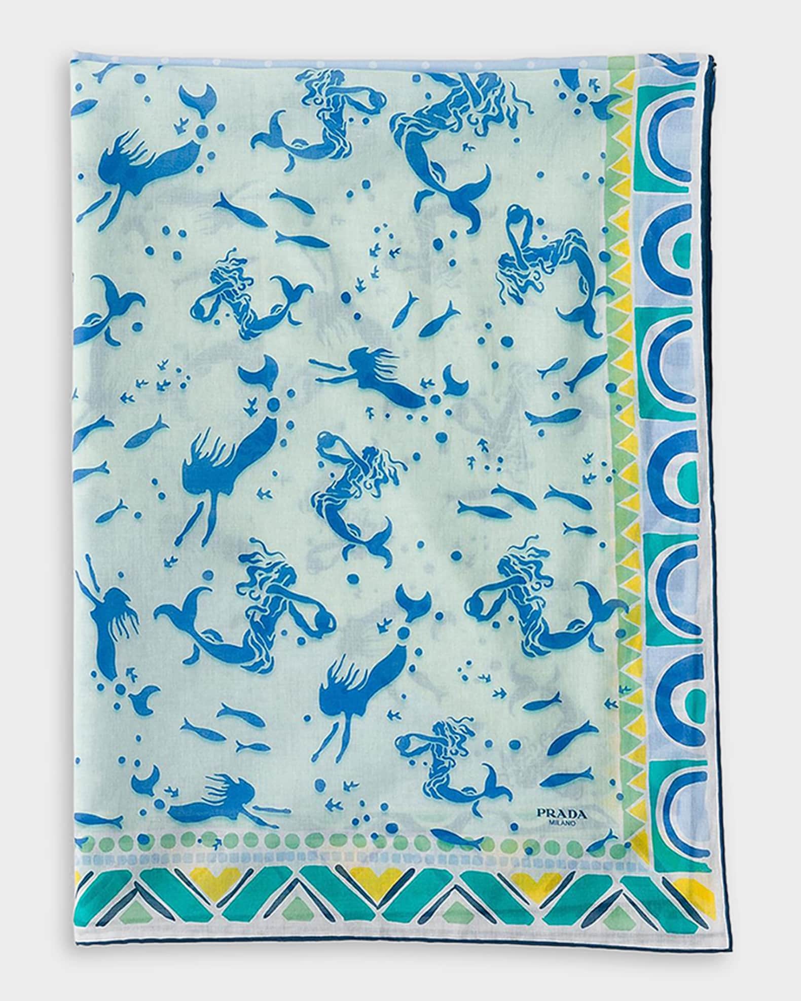 Prada Mermaid and Polka Dot Printed Scarf | Neiman Marcus